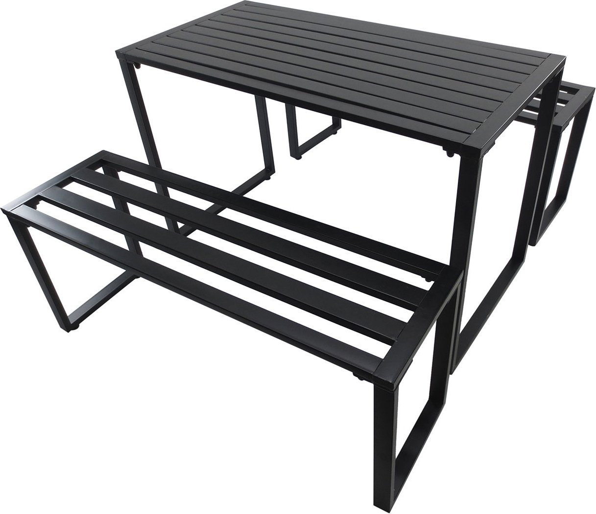 Outsunny Gartengarnitur, 3-teilig, mit pflegeleichter Oberfläche, schwarz