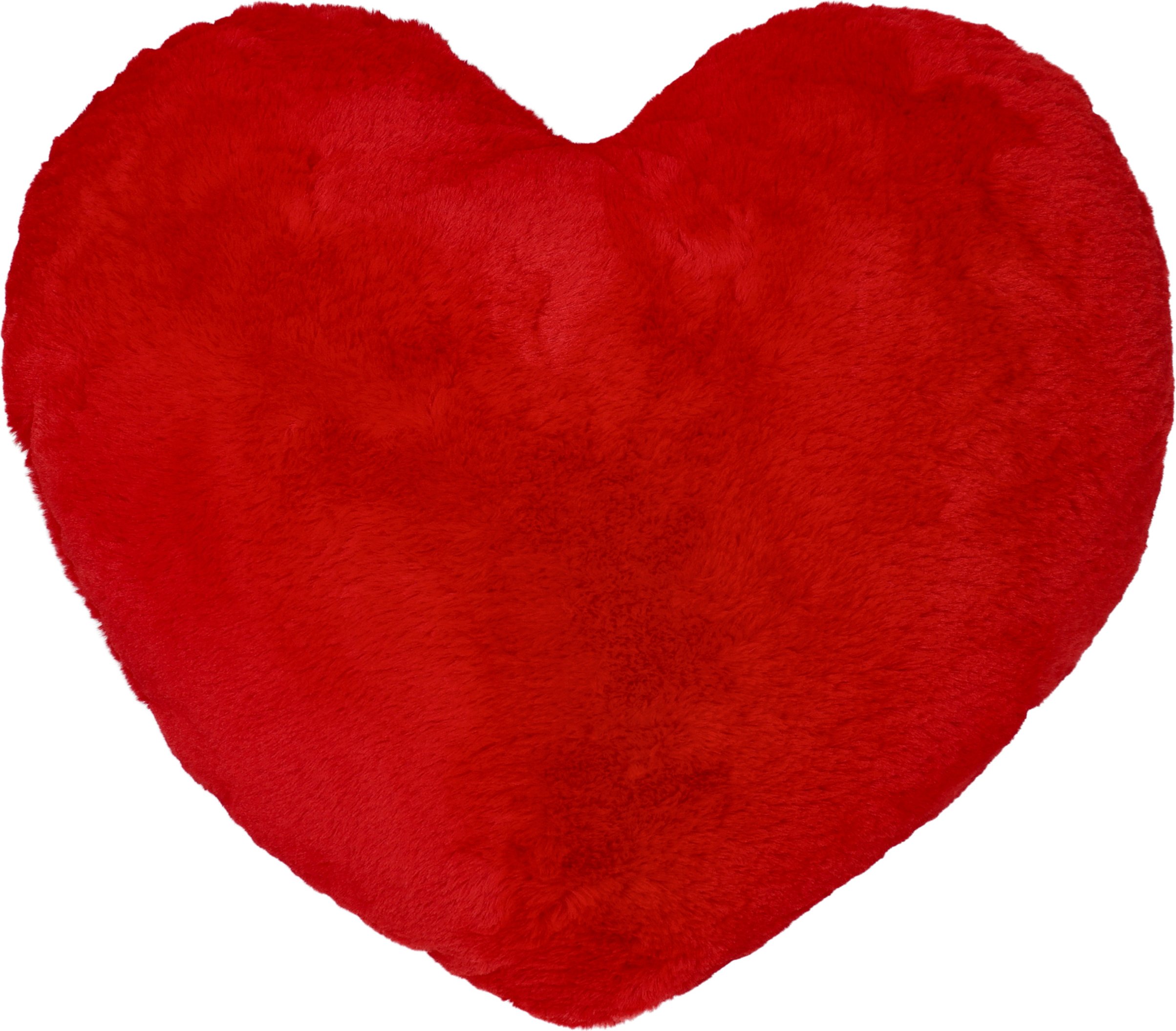 LIVARNO® Dekokissen mit Füllung Herzform Faux Fur 45x50cm (Rot)