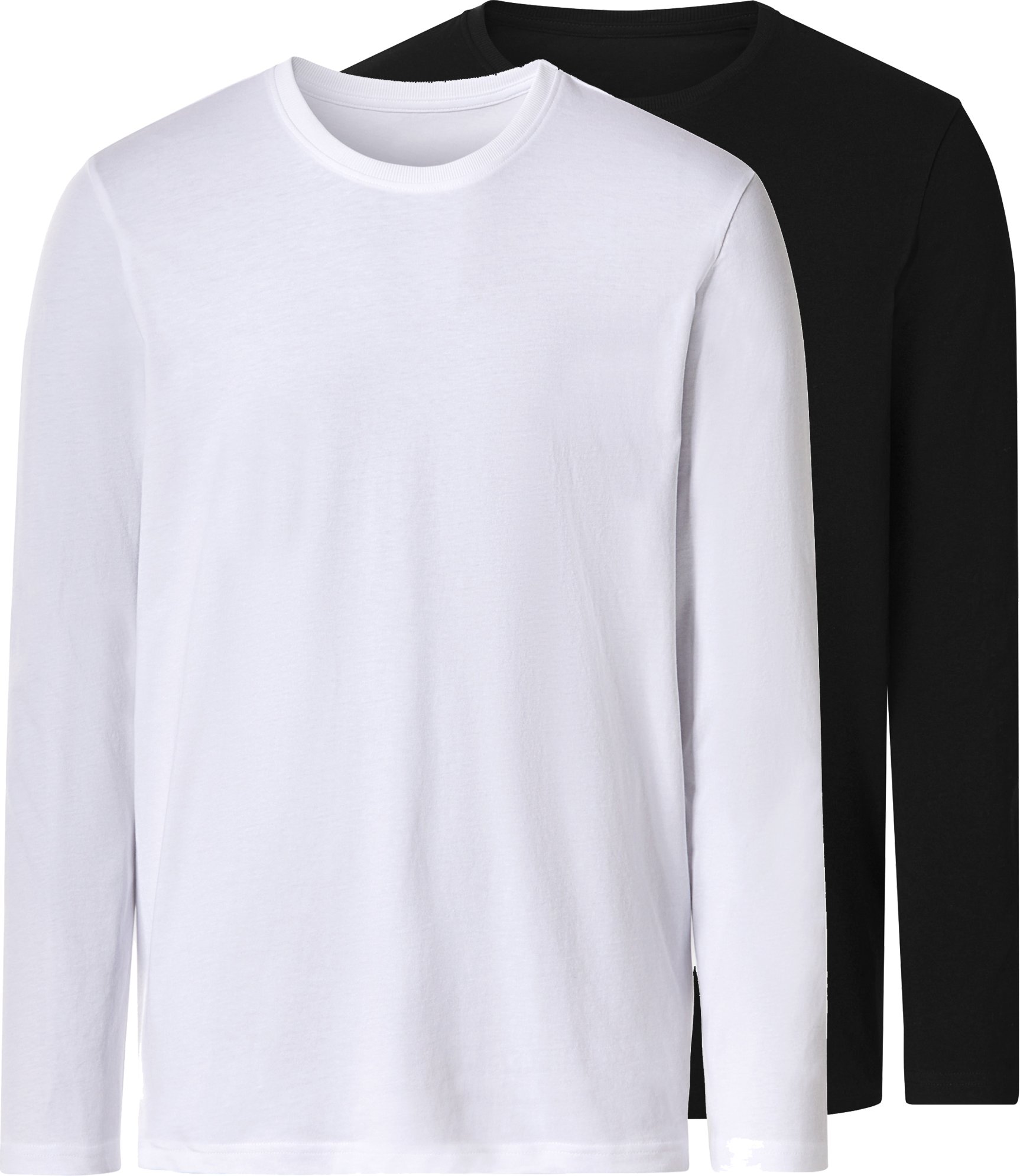 esmara Men Herren Langarmshirt, 2 Stück (Schwarz/weiß, M (48/50))