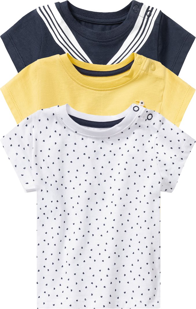 Thumbnail - lupilu® Baby T-Shirt 3er (50/56, weiß/gelb/marine)