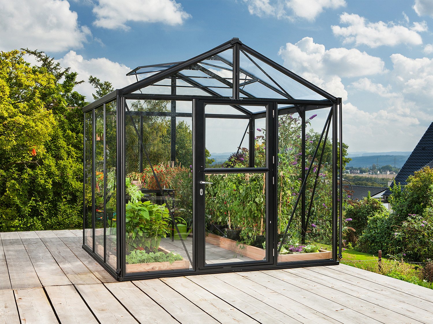 Vitavia Gartengewächshaus Zeus (ESG, Schwarz, 6,2 m²)