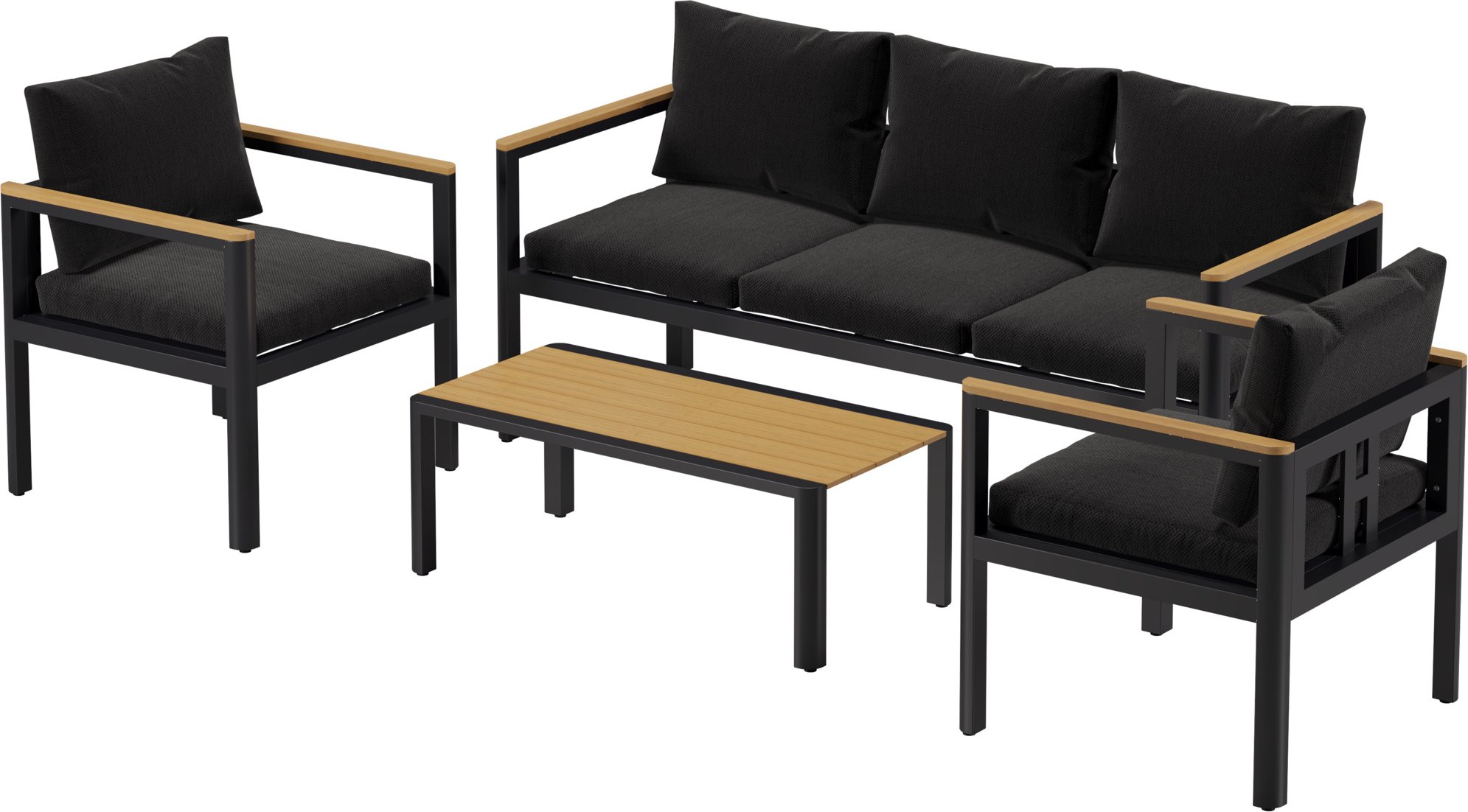 Thumbnail - RICHLY Gartenmöbel Lounge-Set »Palermo«, inkl Polster (5-Sitzer, Schwarz)