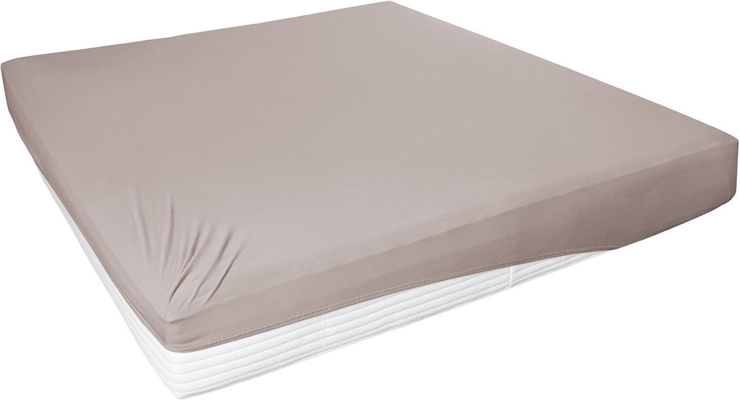 Primera Elastan-Jersey-Spannbetttuch mit Rundumgummi (Kiesel, 140-160x200 cm)