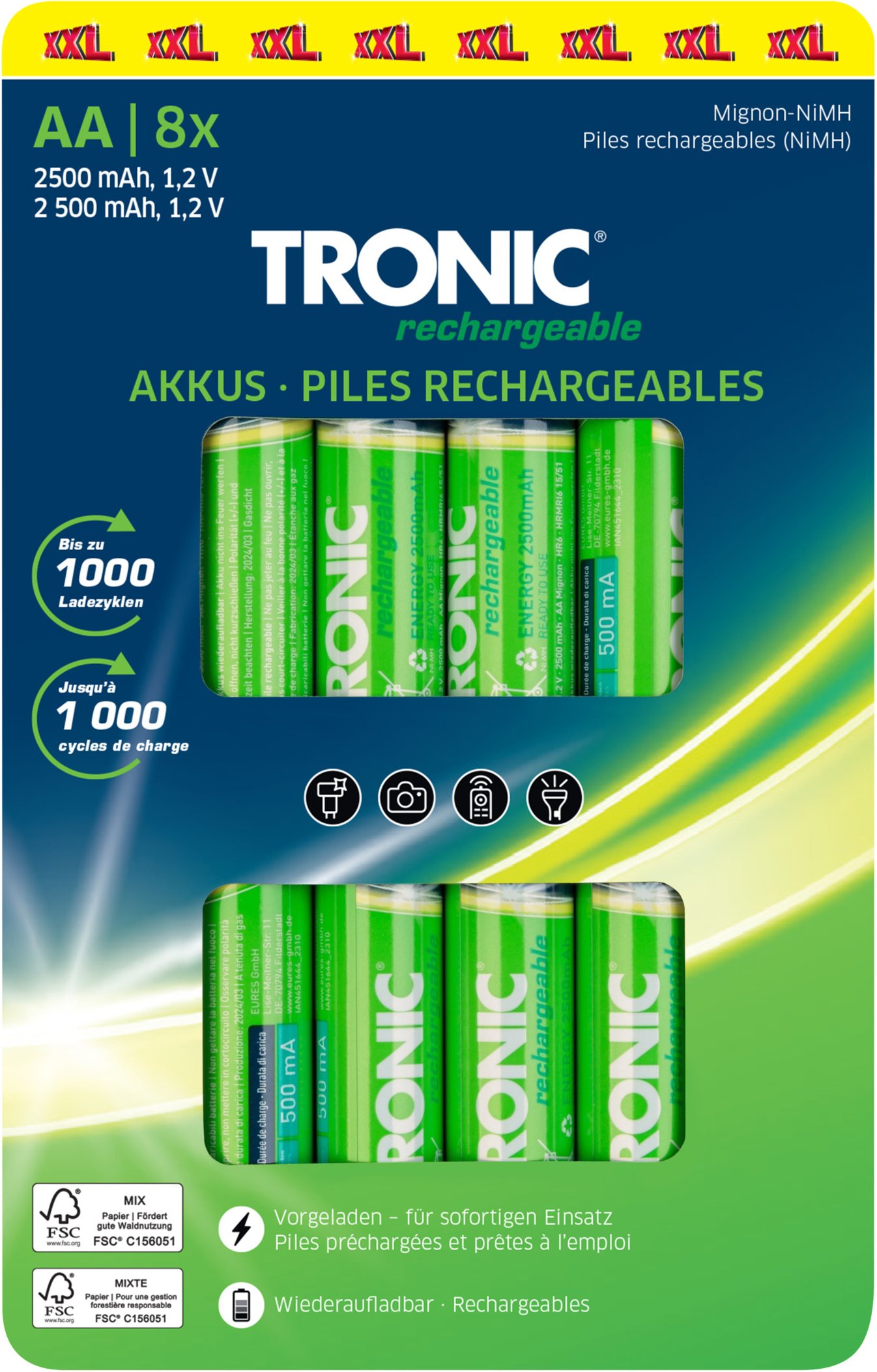 TRONIC® Akku Ni-MH Ready 2 Use 8er XXL (AA)