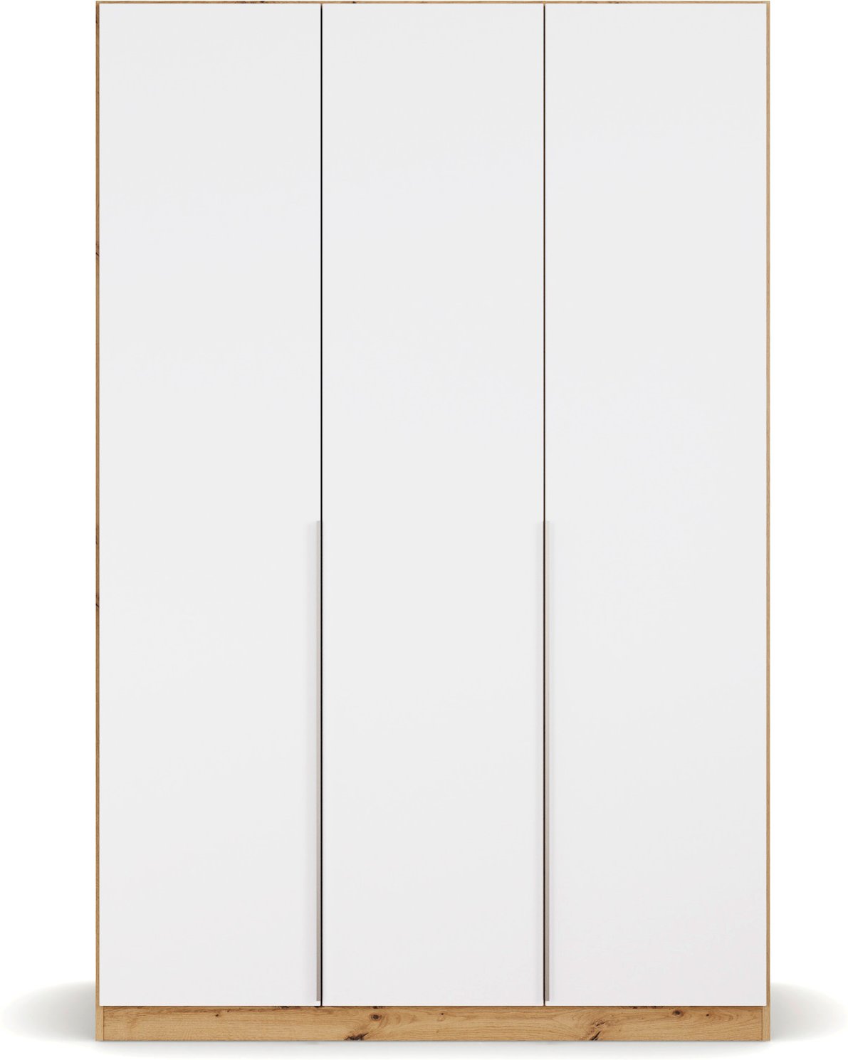 rauch ORANGE Drehtürenschrank Alabama (Basic-Zubehör, Weiß/Eiche Artisan, Griffe Alu, 136 x 210 cm)