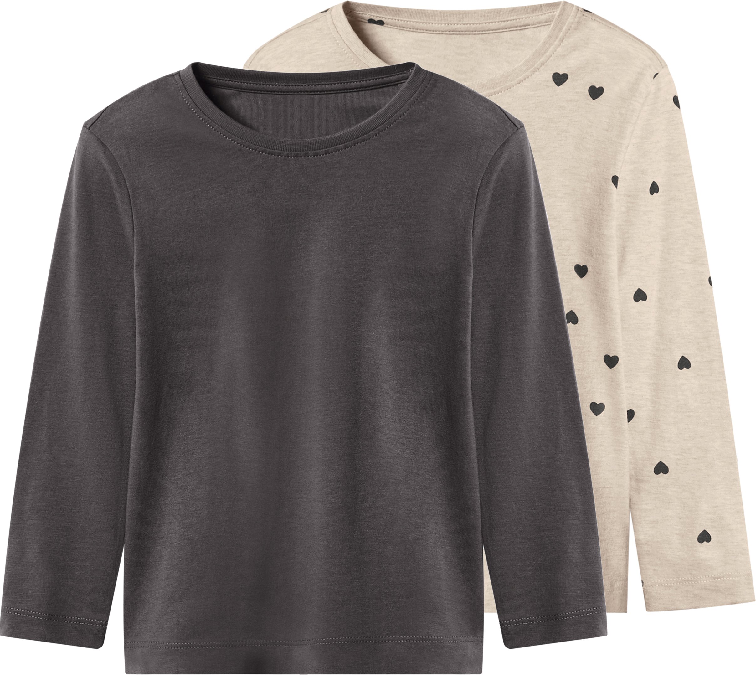 lupilu® Kleinkinder Mädchen Jungen Langarmshirt 2 Stück (Gemustert/dunkelgrau, 110/116)