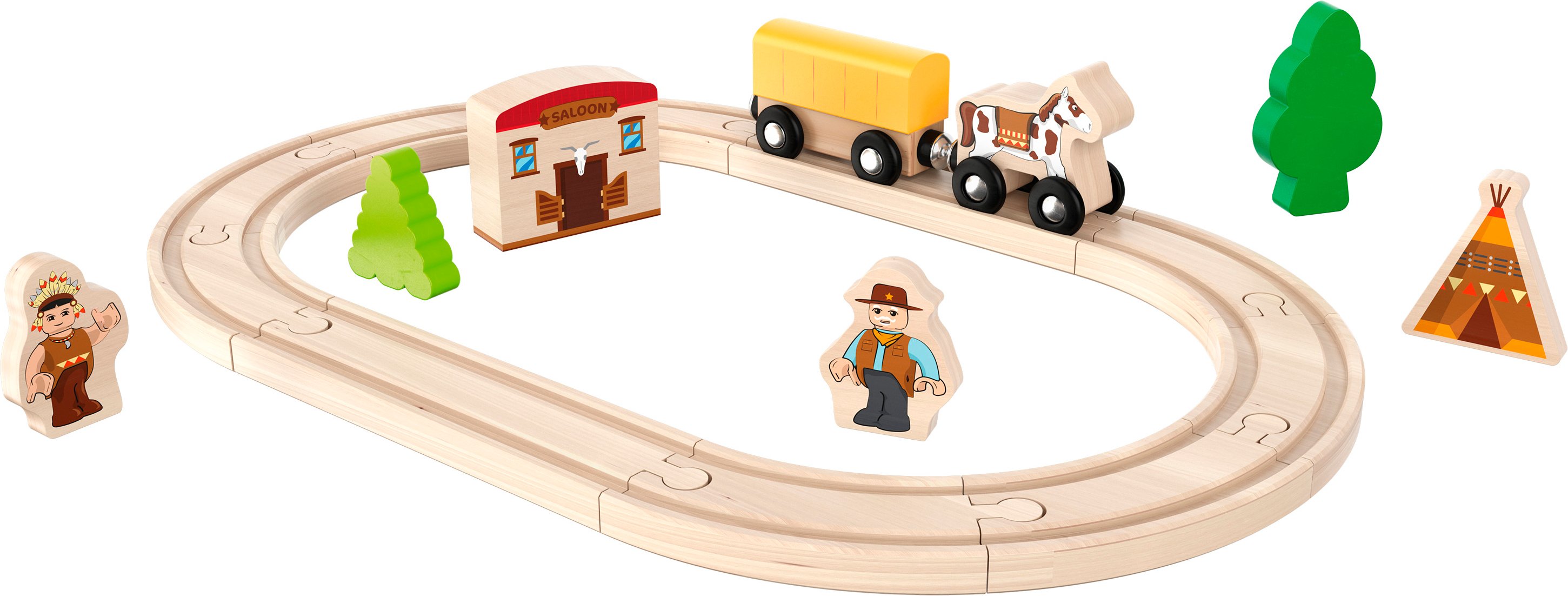 Playtive Holz Eisenbahnset S (Wilder Westen)