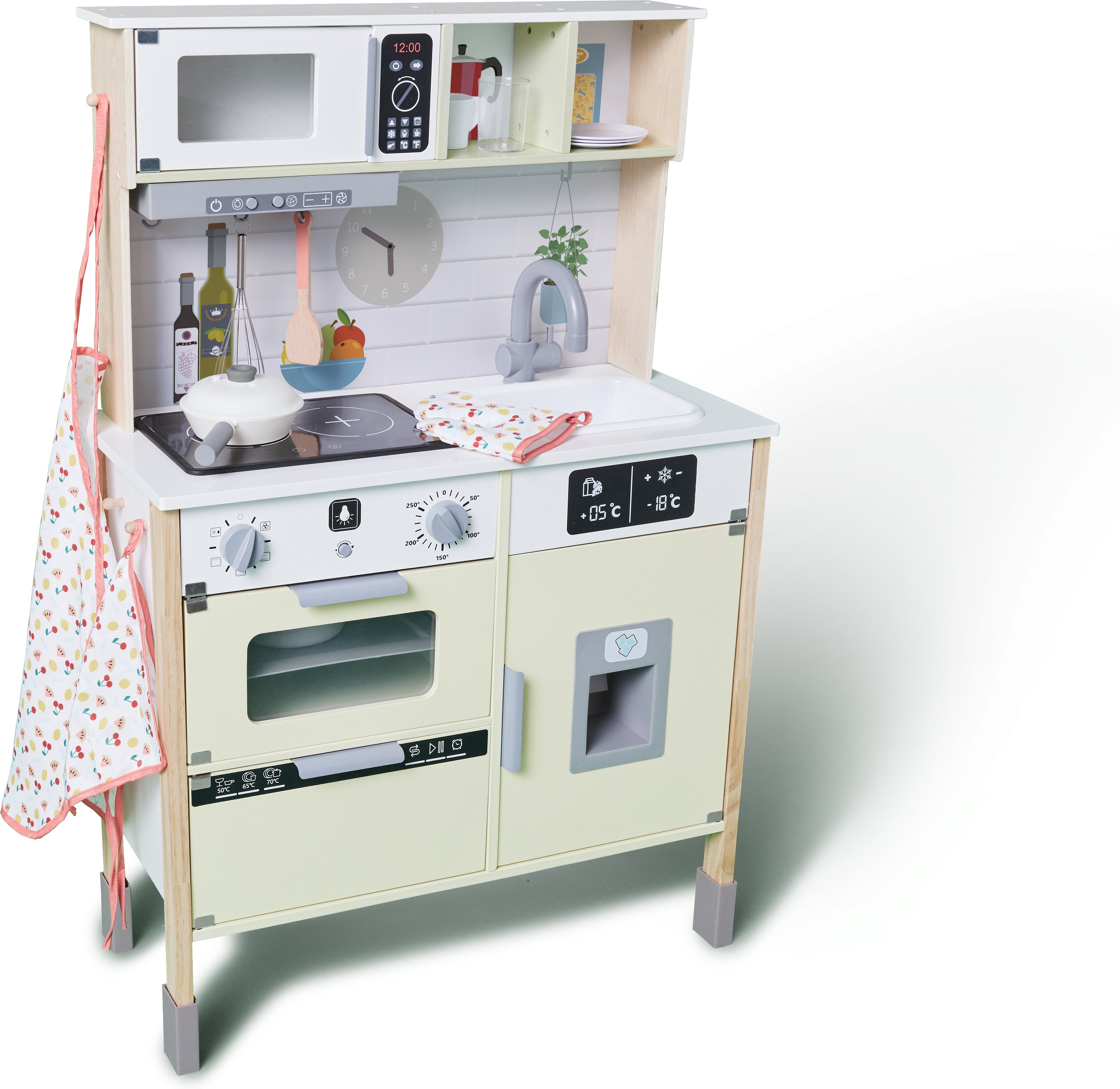 lupilu® Holz-Küche, 3-fach höhenverstellbar, mit bespielbarer Rückseite