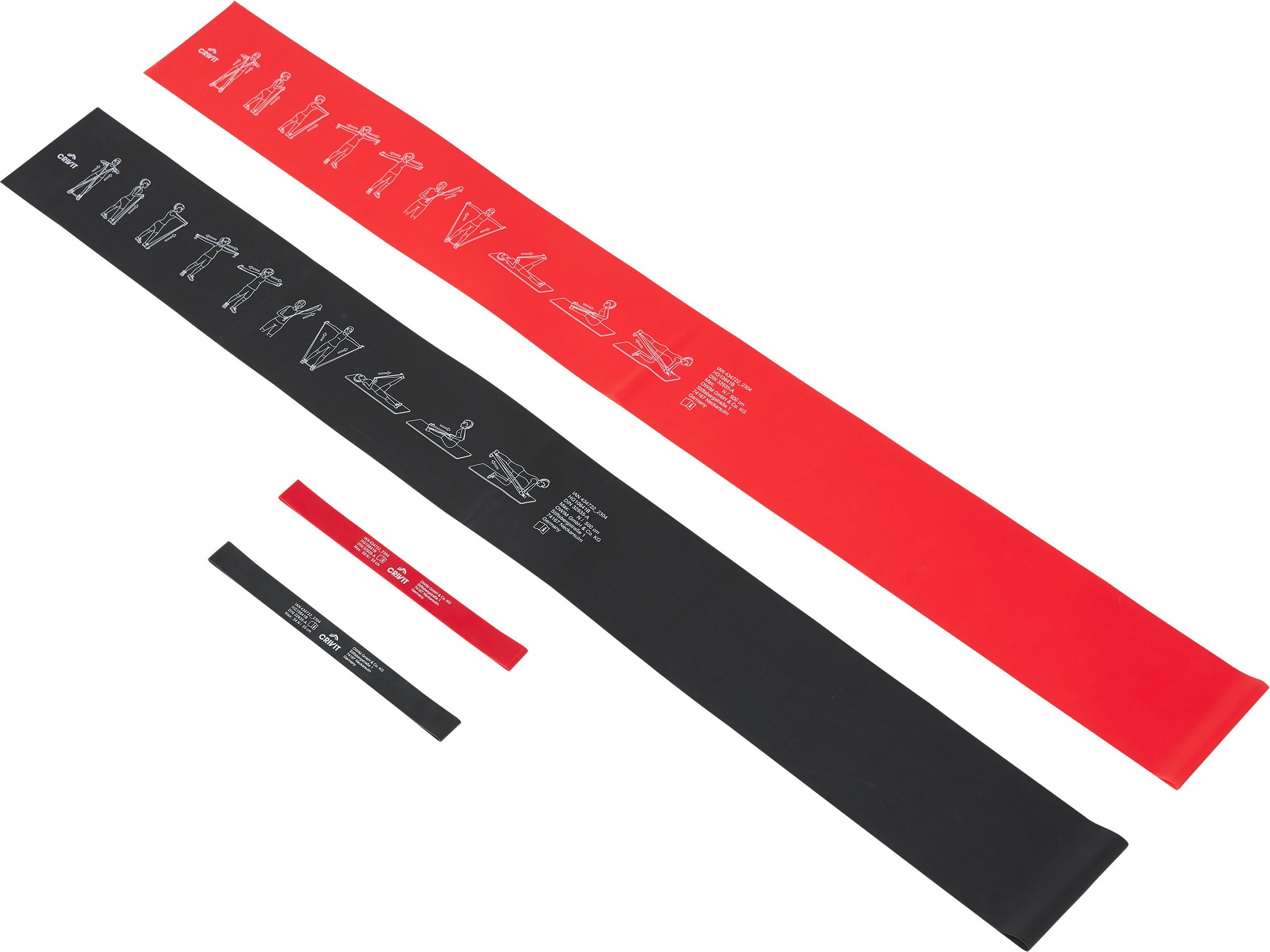 CRIVIT Fitnessbänder 4tlg. (Rot/schwarz)
