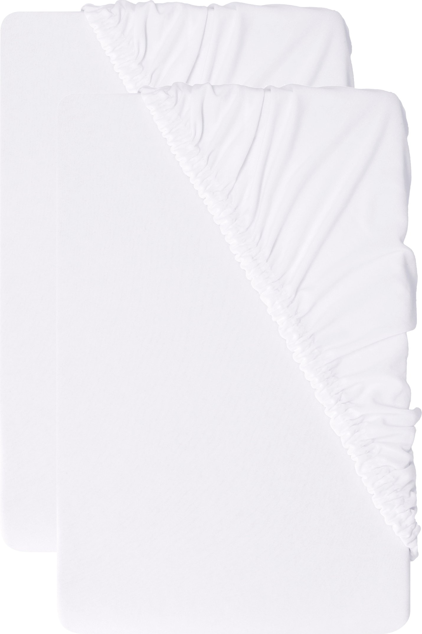LIVARNO® Jersey-Spannbettlaken-Set, 2 Stück, 90-100 x 200 cm (Weiß)