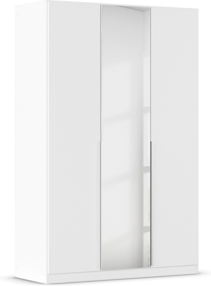 rauch ORANGE Drehtürenschrank Alabama mit Spiegel (Basic-Zubehör, Weiß, Griffe Alufarben, 136 x 210 cm)