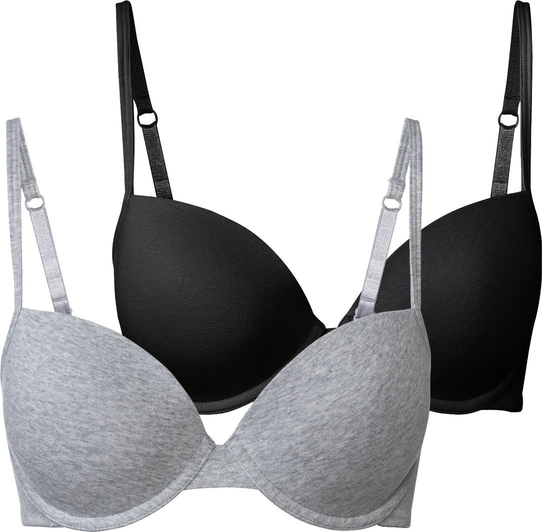 Thumbnail - esmara® Damen Bügel BH gepaddet 2er (75B, schwarz/grau)