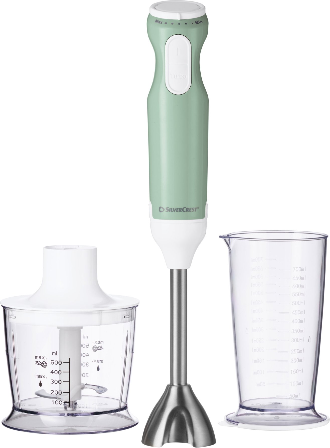 SILVERCREST® Stabmixer Set Kunststoff 4-tlg. SSMS 600 G1 / SOSMS 600 G1. (Mint)