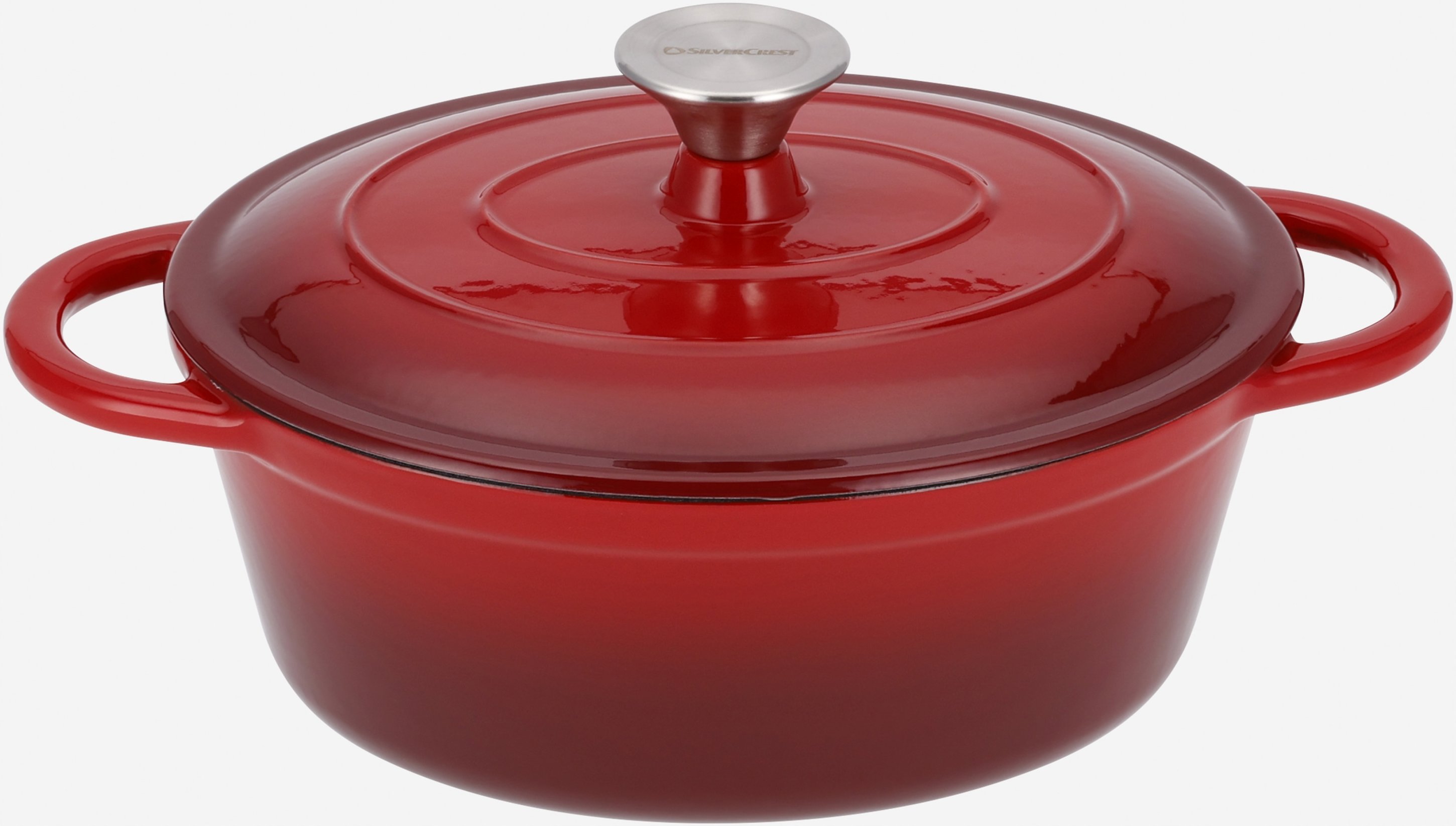 SILVERCREST® Bräter Gusseisen 25 cm / 3,0 Liter (Rot)