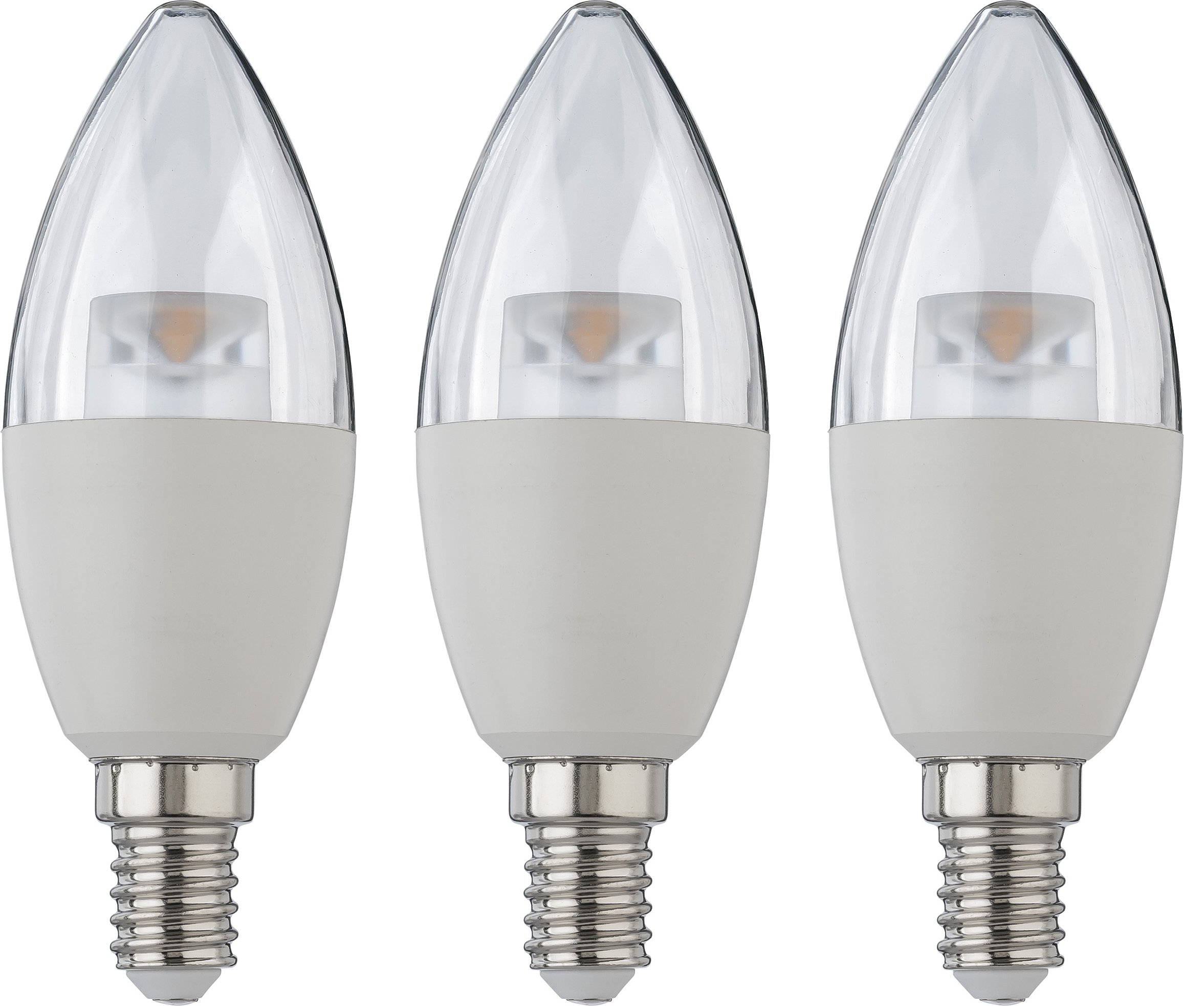 LIVARNO home Leuchtmittel LED Birne/ Kerze (6W E14 Kerze transparent, 3er)