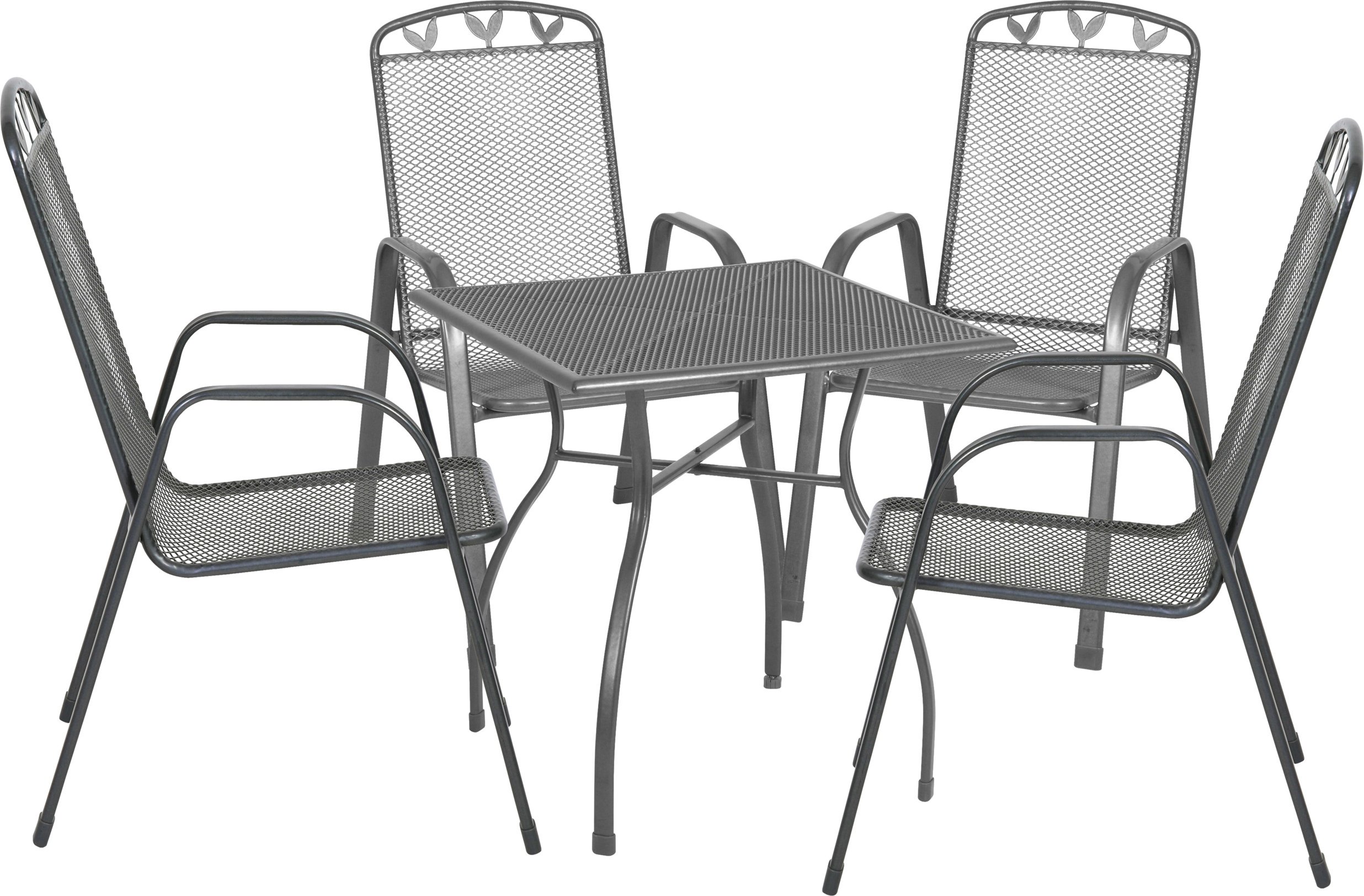 Greemotion Gartentischgruppe Toulouse (Tisch + 4 Stapelstühle, 70 x 74 x 70 cm)