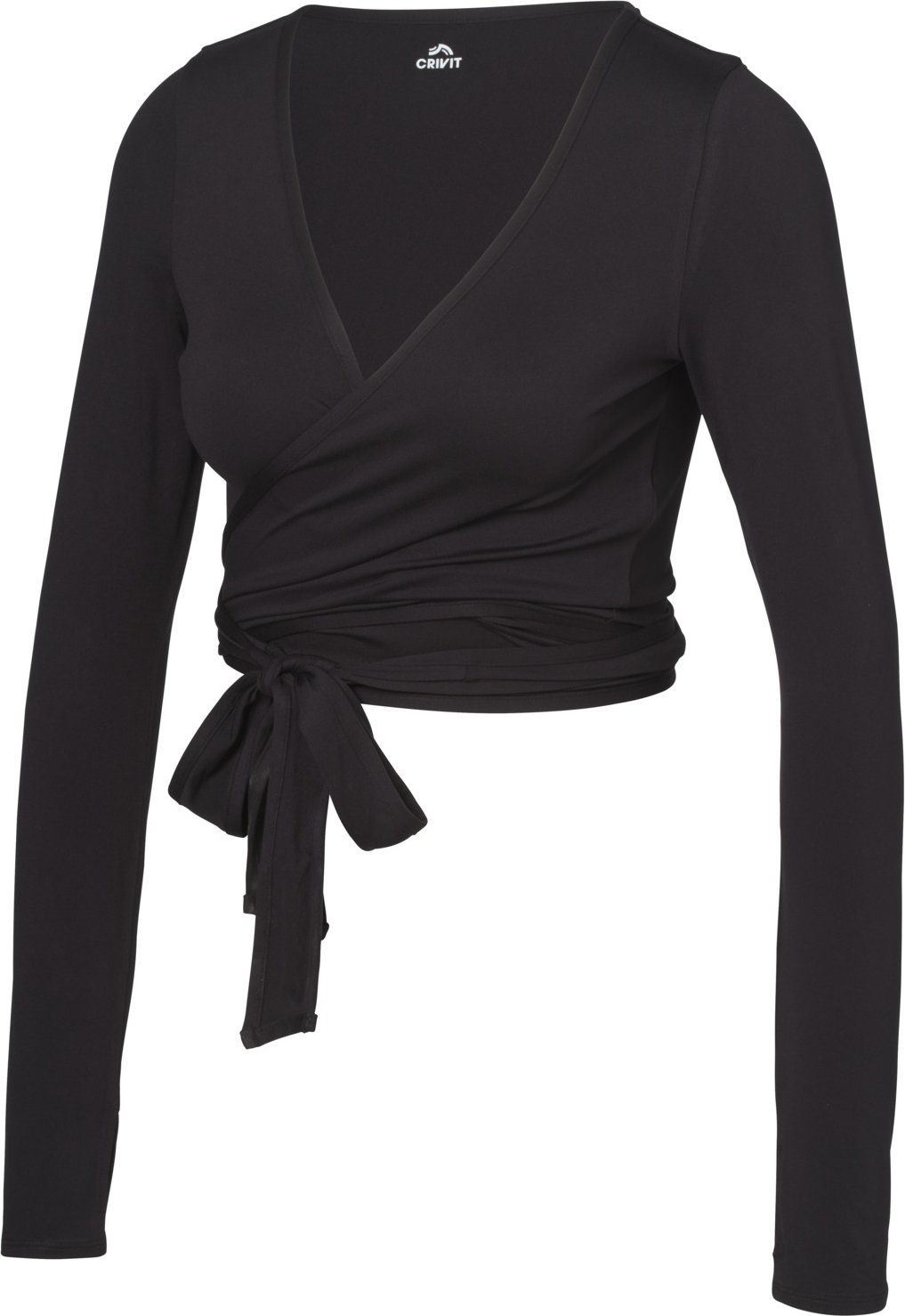 CRIVIT Damen Wrap Top GRS Hyaluron (Schwarz, XS(32/34))