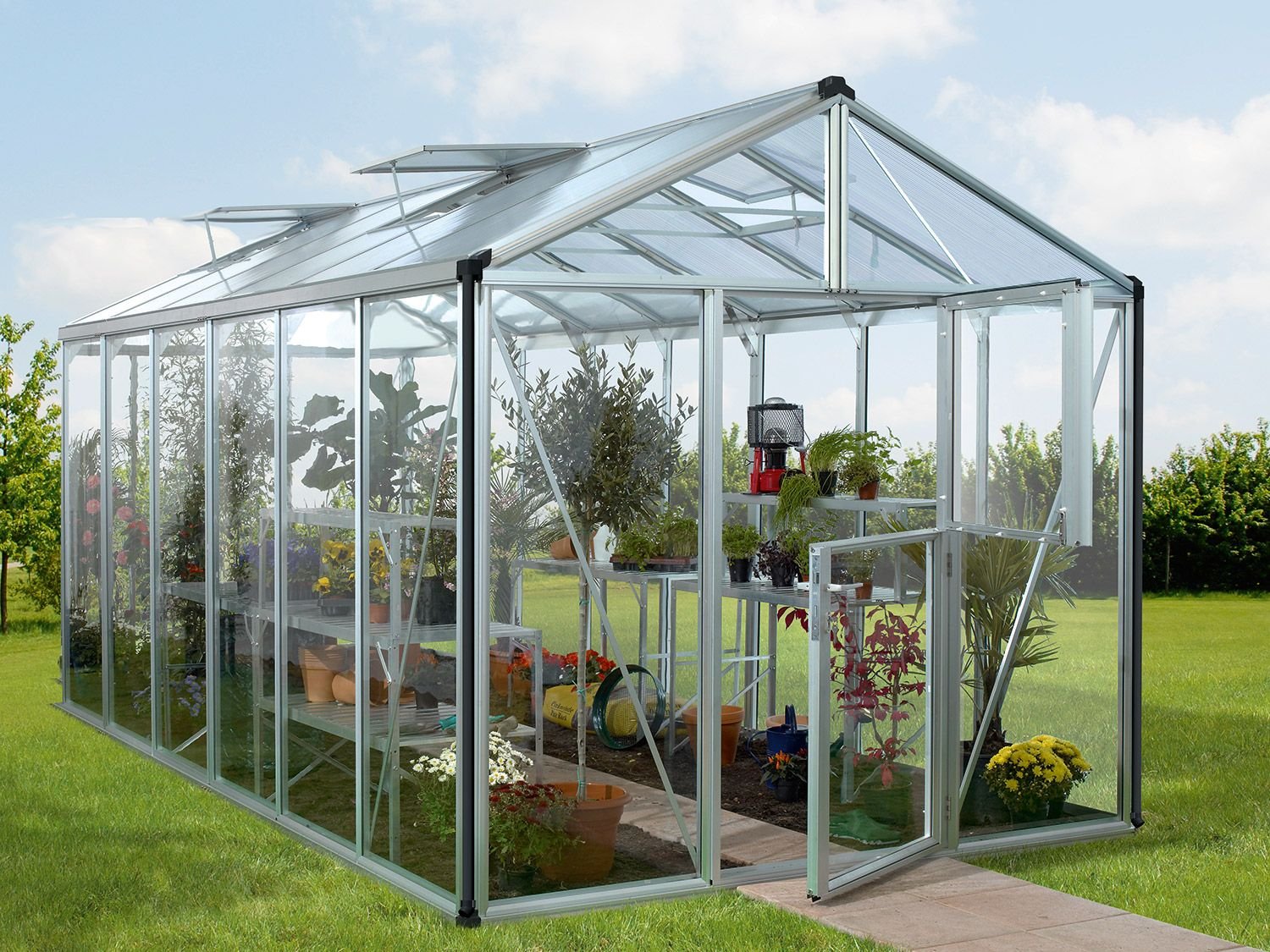 Vitavia Gartengewächshaus Zeus (3mm Einscheibensicherheitsglas, Aluminium, ca. 11,9 qm)