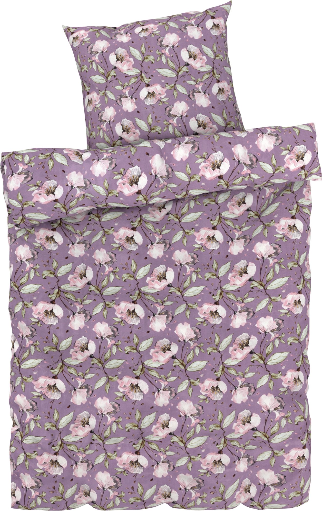 LIVARNO home Bettwäsche Mikrofaser Satin 155 x 220 cm (Blumen/lila)