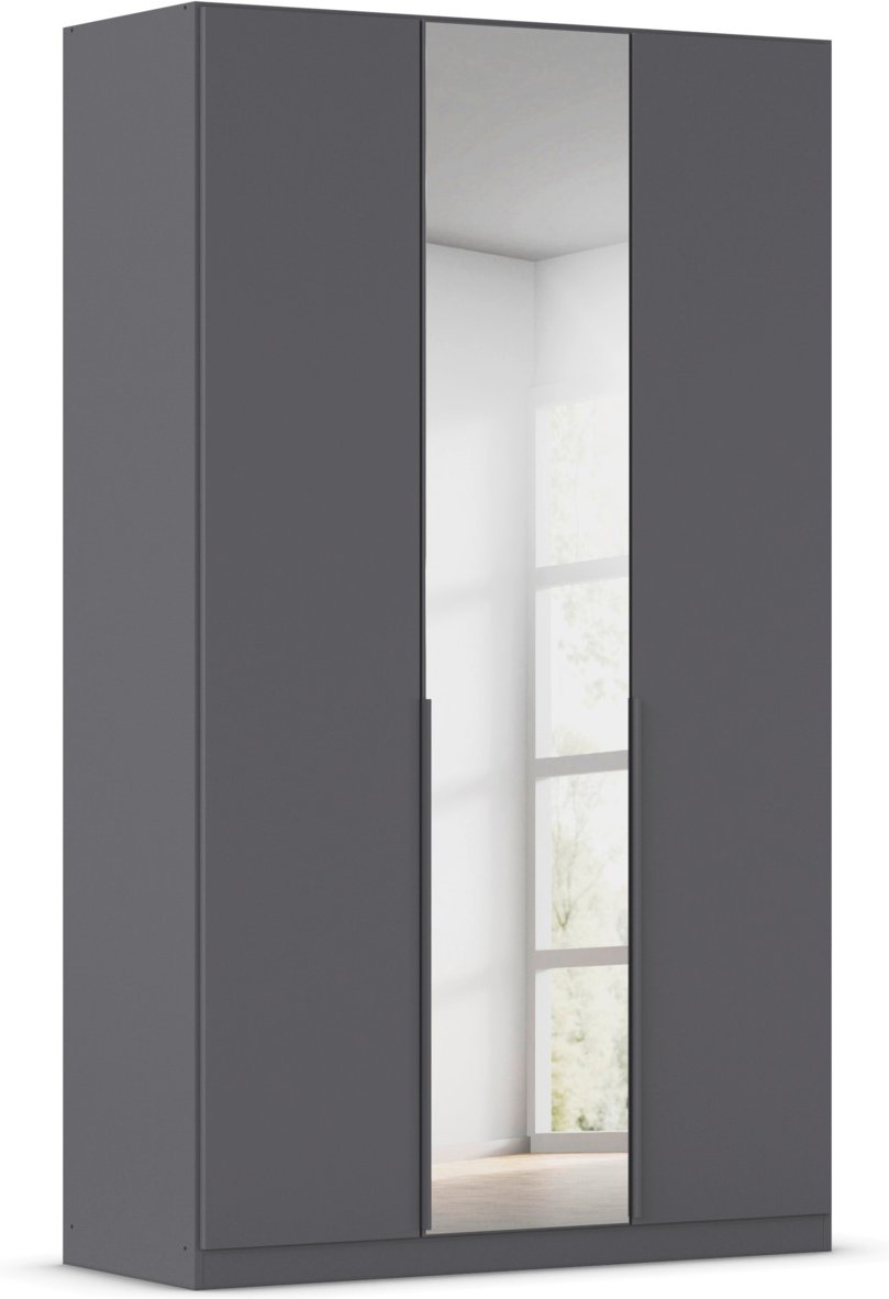 rauch ORANGE Drehtürenschrank Alabama mit Spiegel (Premium-Zubehör, Graumetallic, Griffe Grau, 136 x 229 cm)