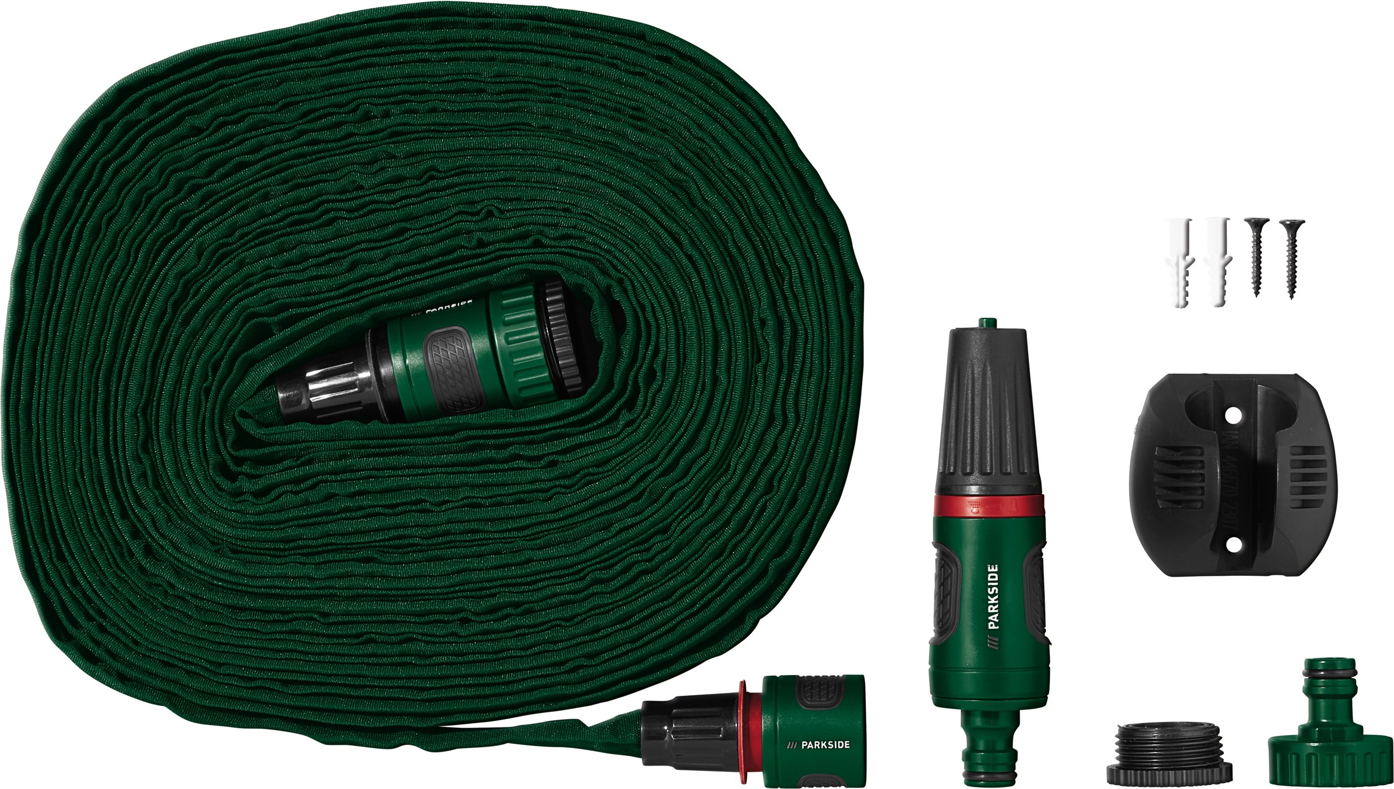 PARKSIDE® Sschlauch inkl. Anschlussset und Wandhalterung (Flachschlauch 15m)