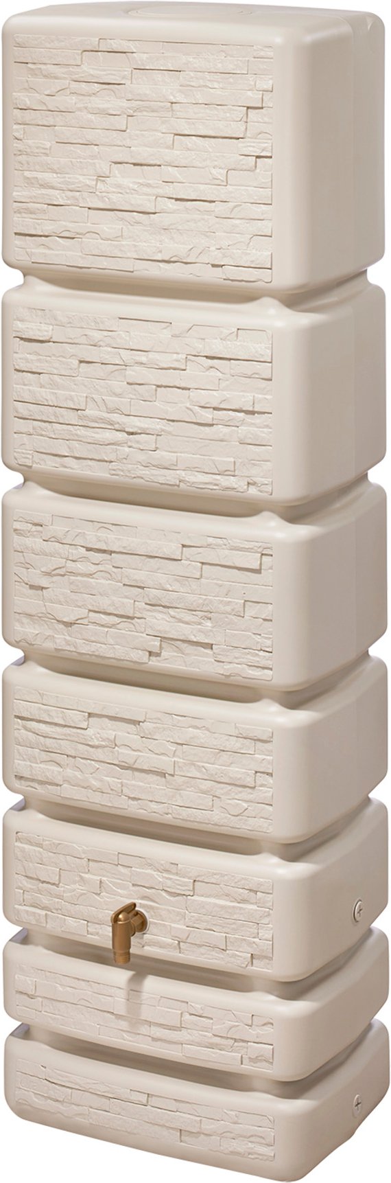 4rain Regentonne SLIM STONE DECOR Wandtank (350 Liter, Sandbeige)