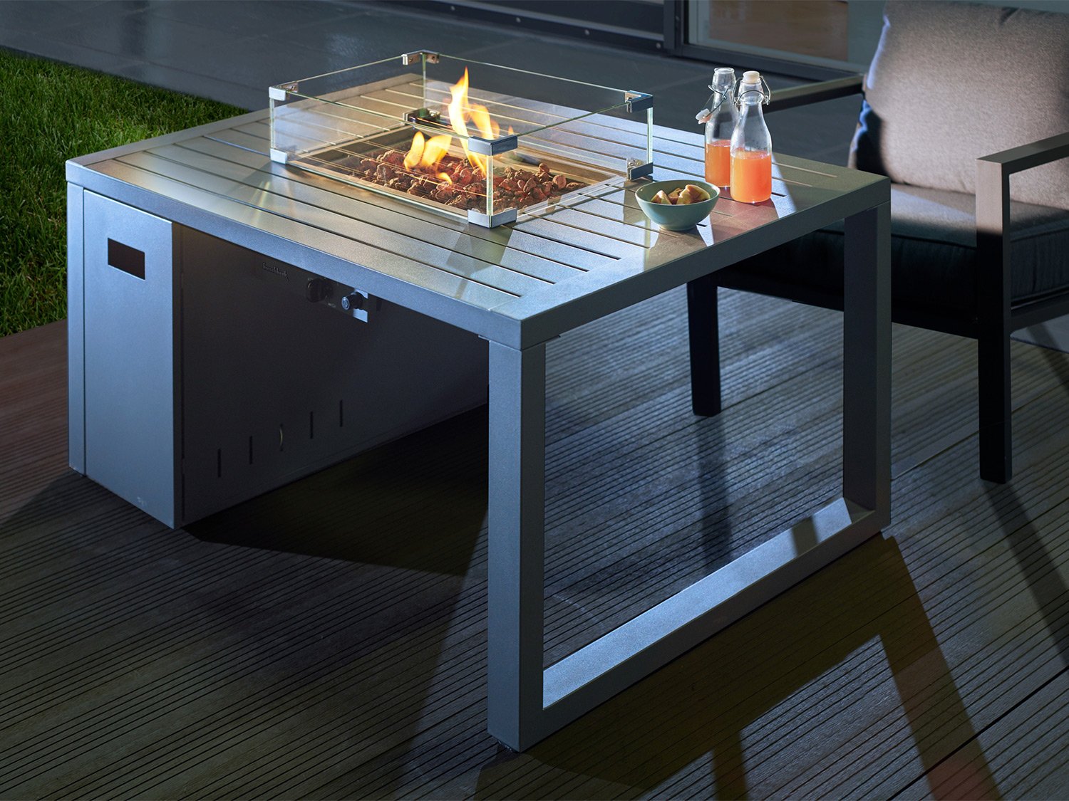 Thumbnail - buschbeck Loungetisch und Feuerstelle »Lagos«, B 115 x T 75 x H 58,5 cm, grau