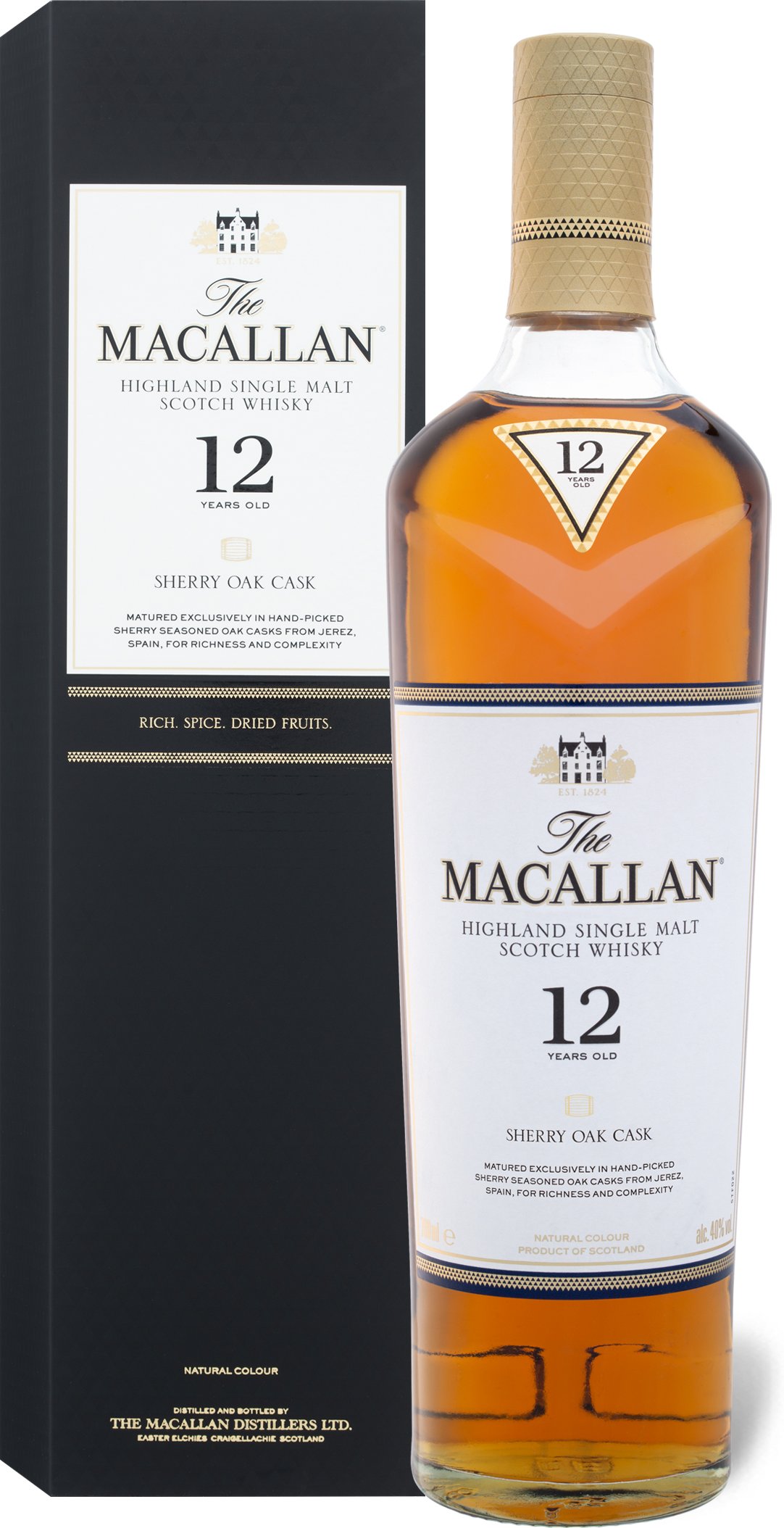 The Macallan Highland Single Malt Scotch Whisky Sherry Oak Cask 12 Jahre 40% Vol
