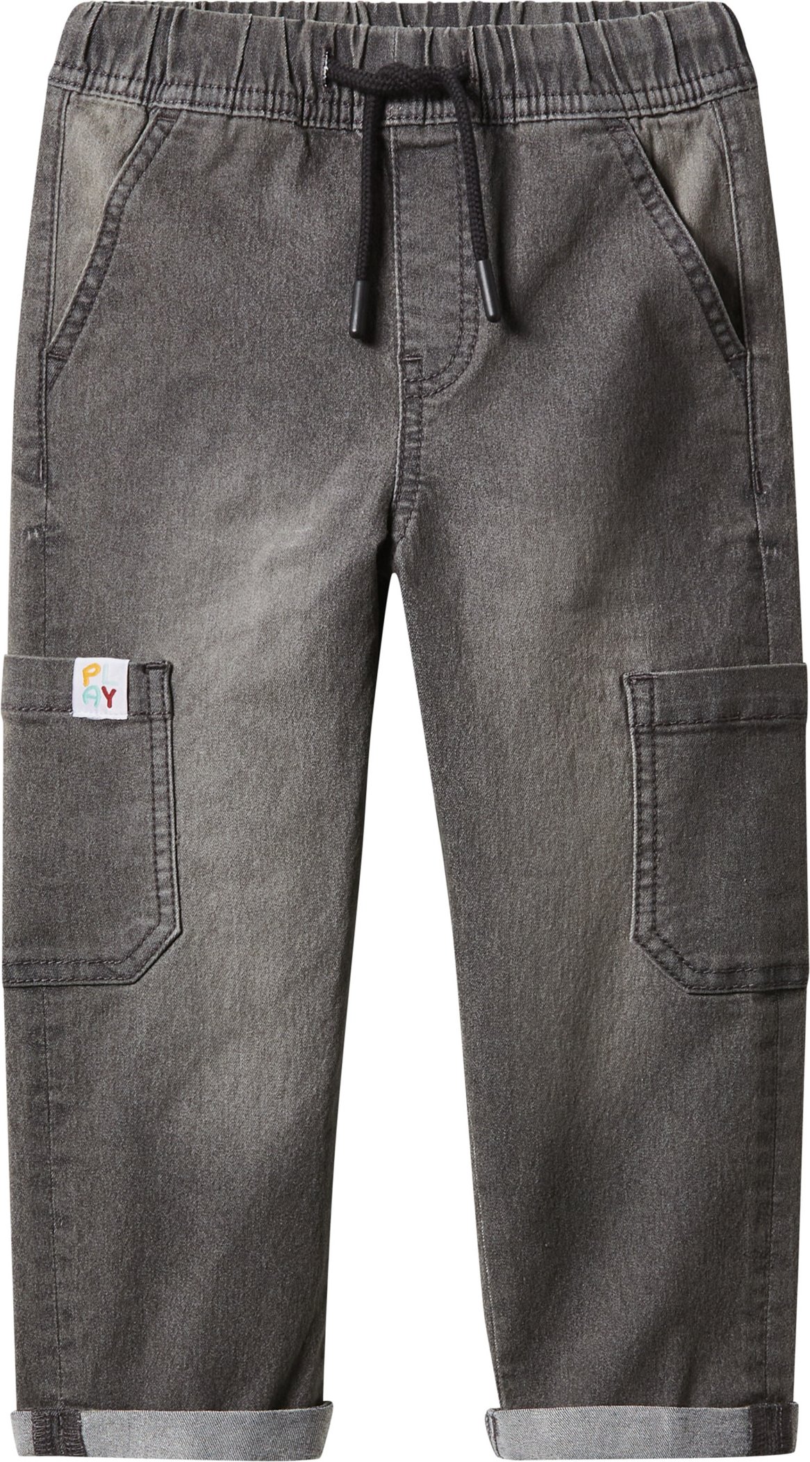 Thumbnail - lupilu® Kinder Denimjogger, Cargotaschen mit Patch (Grau, 122/128)