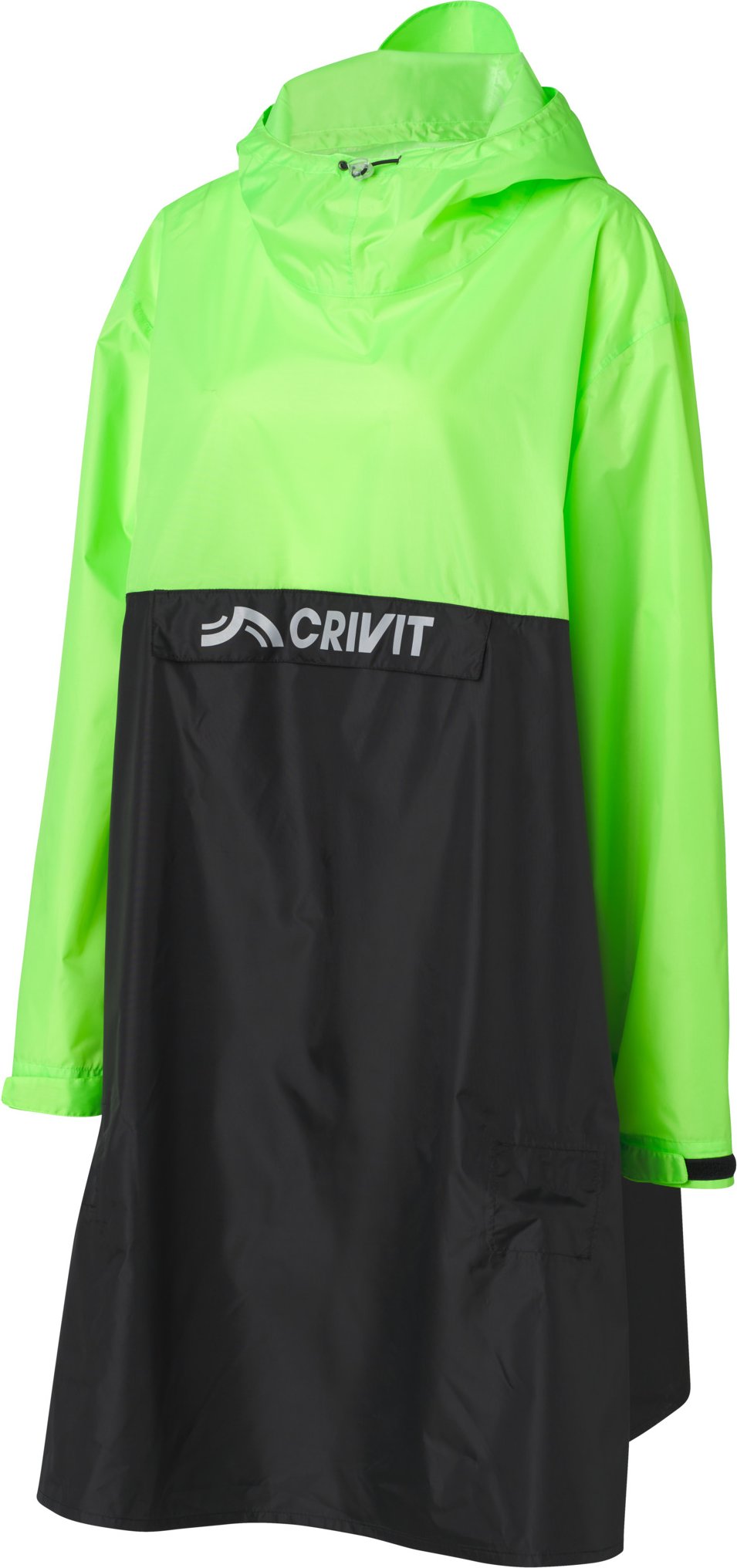 CRIVIT Regenponcho, mit reflektierenden Deko-Elementen (grün/schwarz, S/M)