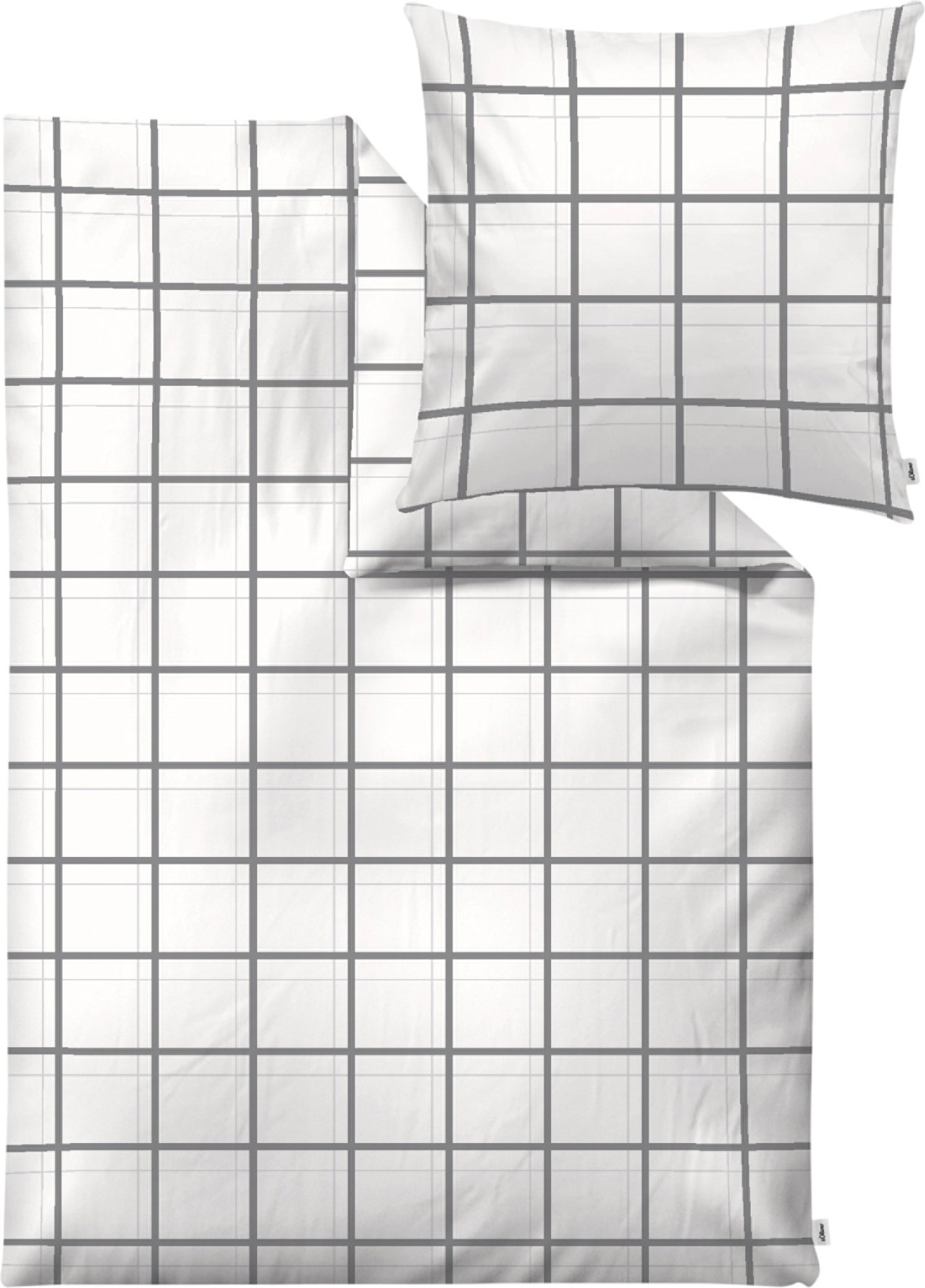 s.Oliver Bettwäsche Mako Satin, 135 x 200 cm (Weiß/Grau)""