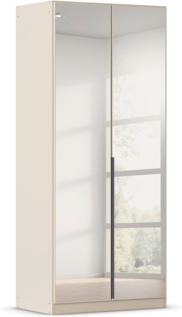 rauch ORANGE Drehtürenschrank Alabama mit Spiegel (Premium-Zubehör, Beige-Champagner, Griffe Grau, 91 x 229 cm)