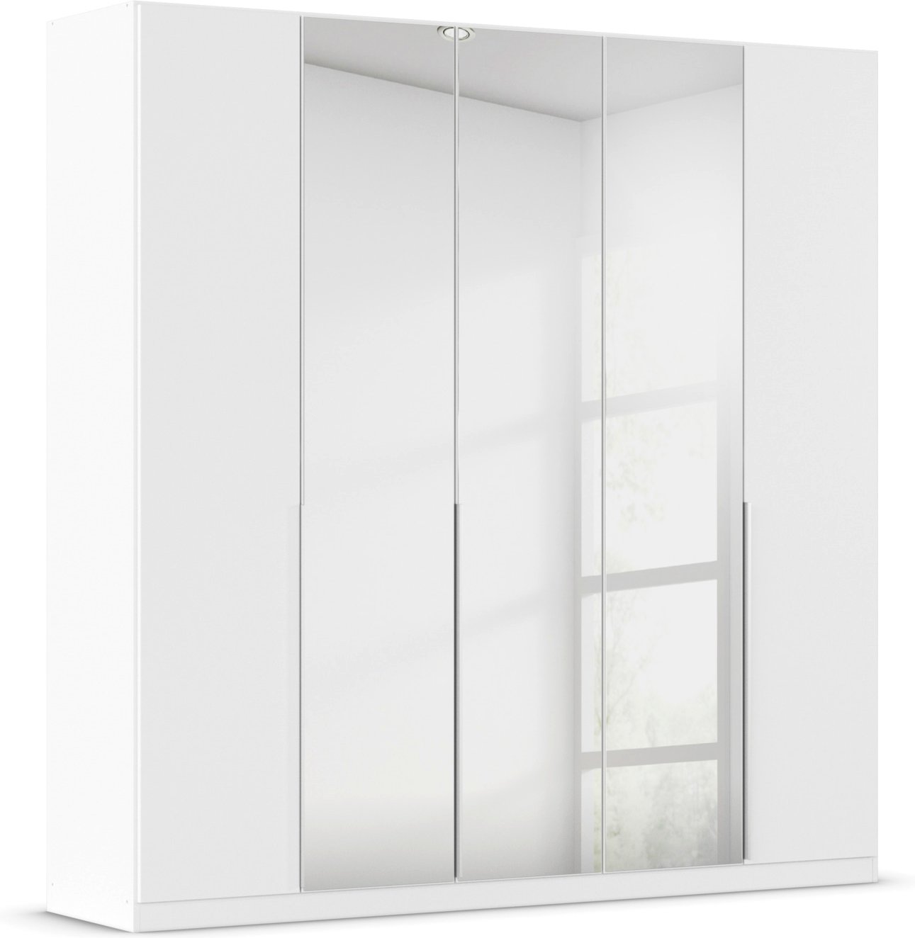 Thumbnail - rauch ORANGE Drehtürenschrank Alabama mit Spiegel (Basic-Zubehör, Weiß, Griffe Alufarben, 226 x 229 cm)