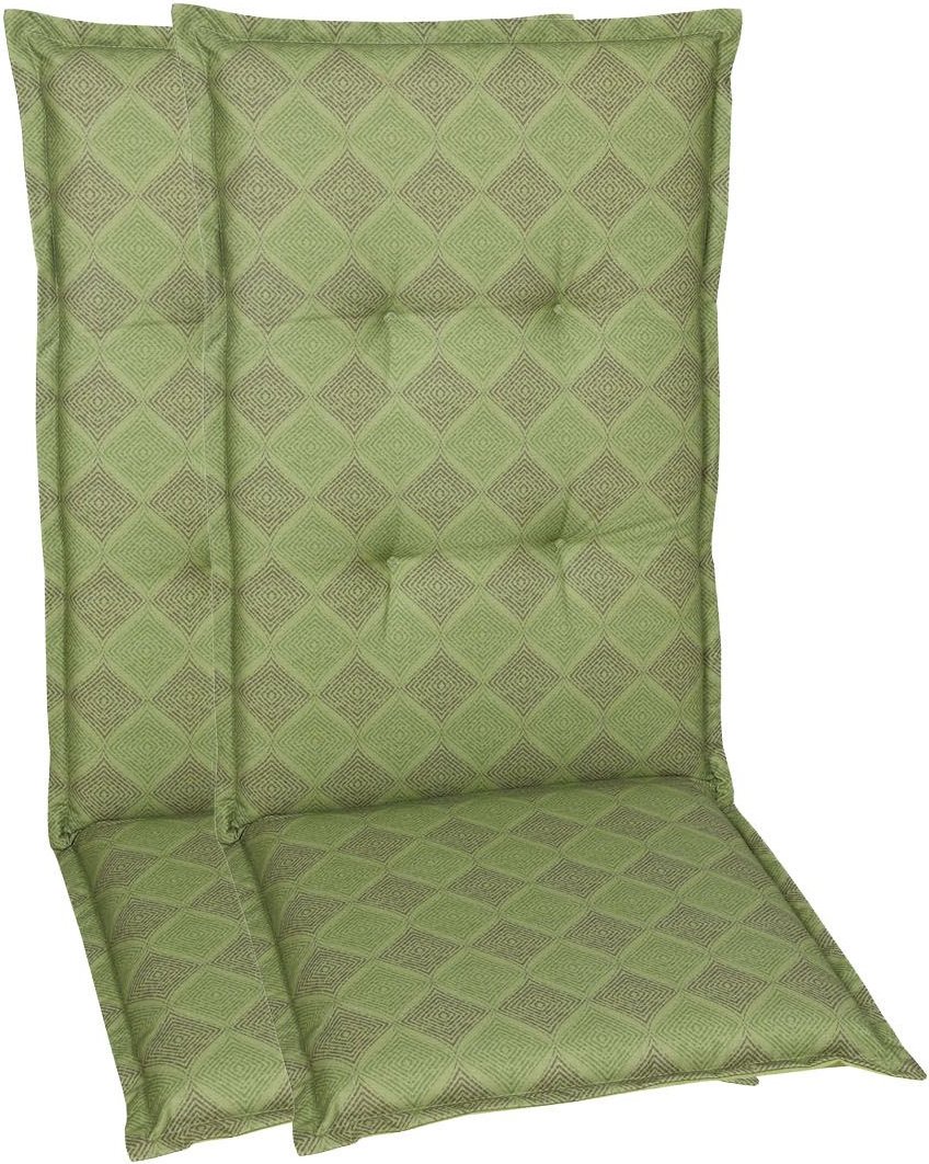 GO-DE Textil Gartenauflage Raute (2er Set Mittellehner, Grün)