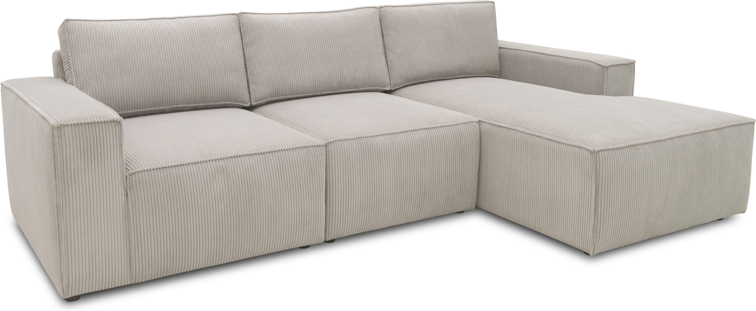 Domo Cannes Longchair Ecksofa mit Longchair (273 x 172 cm, Platin)