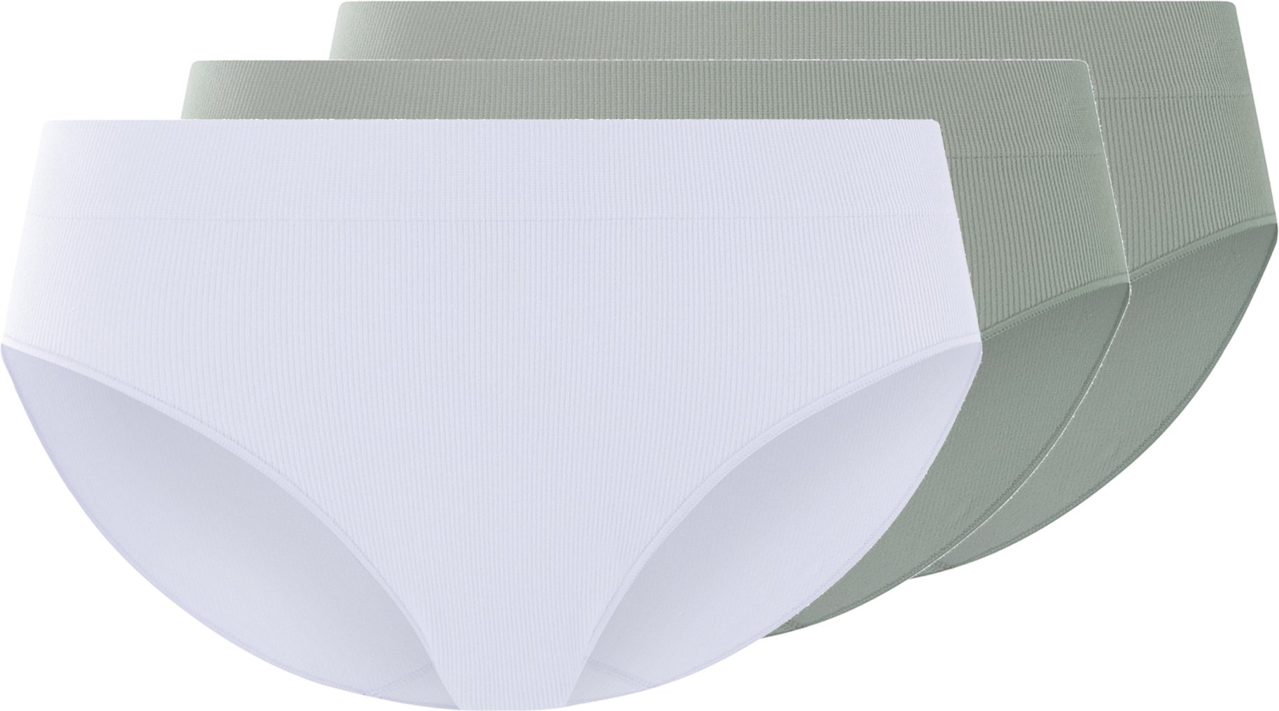 Thumbnail - esmara® Damen Slip Rippe seamless 3 Stück (Grün/Weiß, M(40/42))