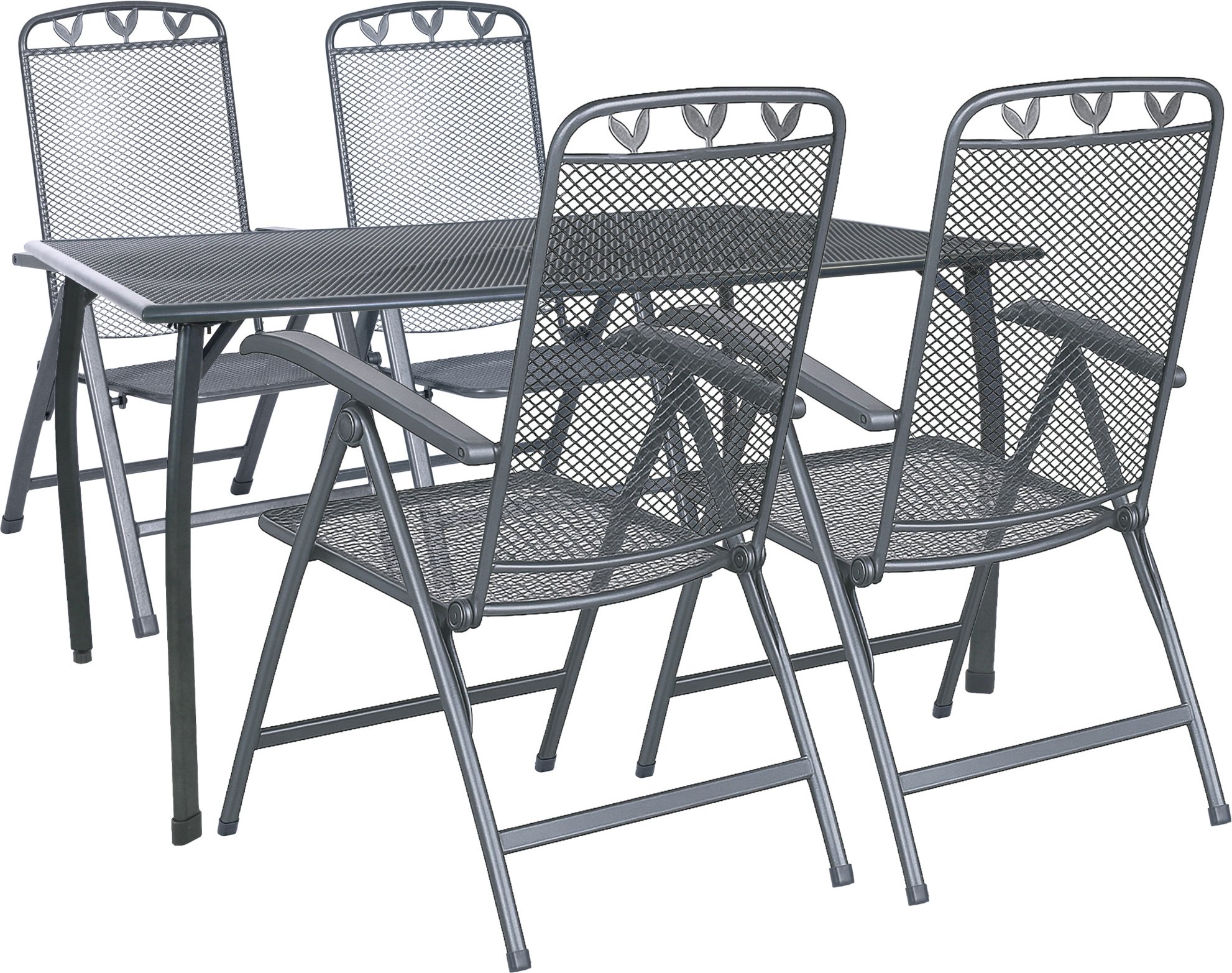 Greemotion Gartentischgruppe Toulouse (Tisch + 4 Klappstühle, 140 x 74 x 90 cm)