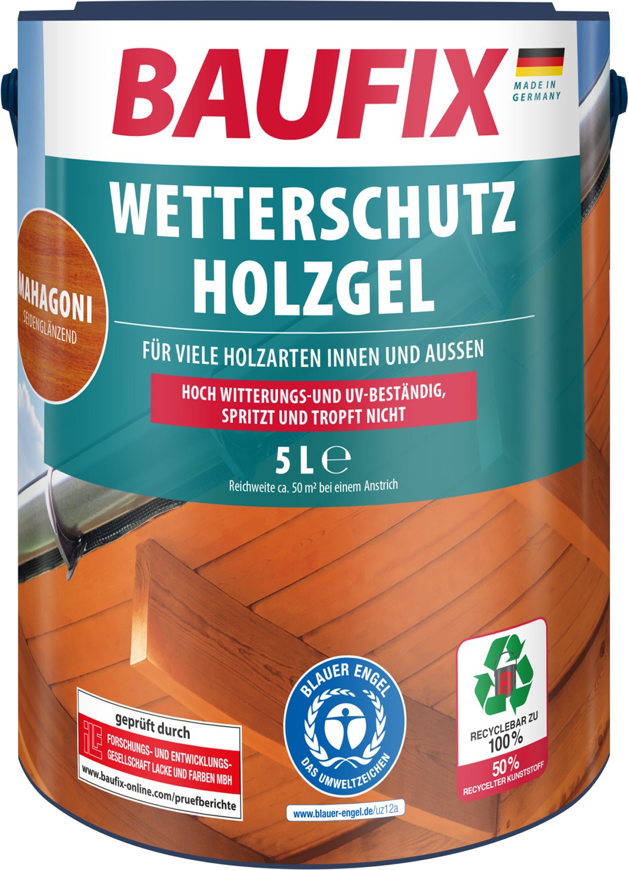 Thumbnail - BAUFIX Wetterschutz-Holzgel, 5 Liter (mahagonie)