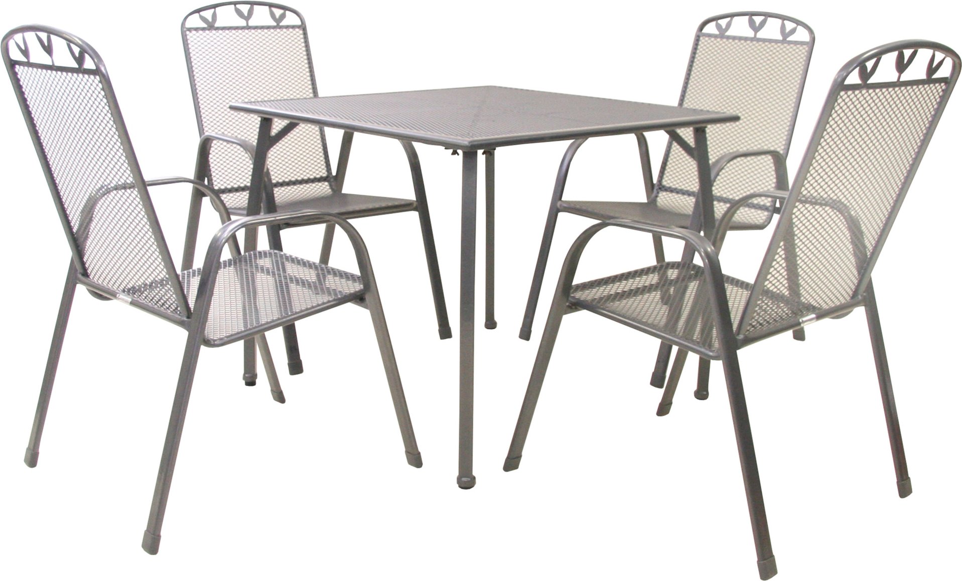 Greemotion Gartentischgruppe Toulouse (Tisch + 4 Stapelstühle, 90 x 74 x 90 cm)