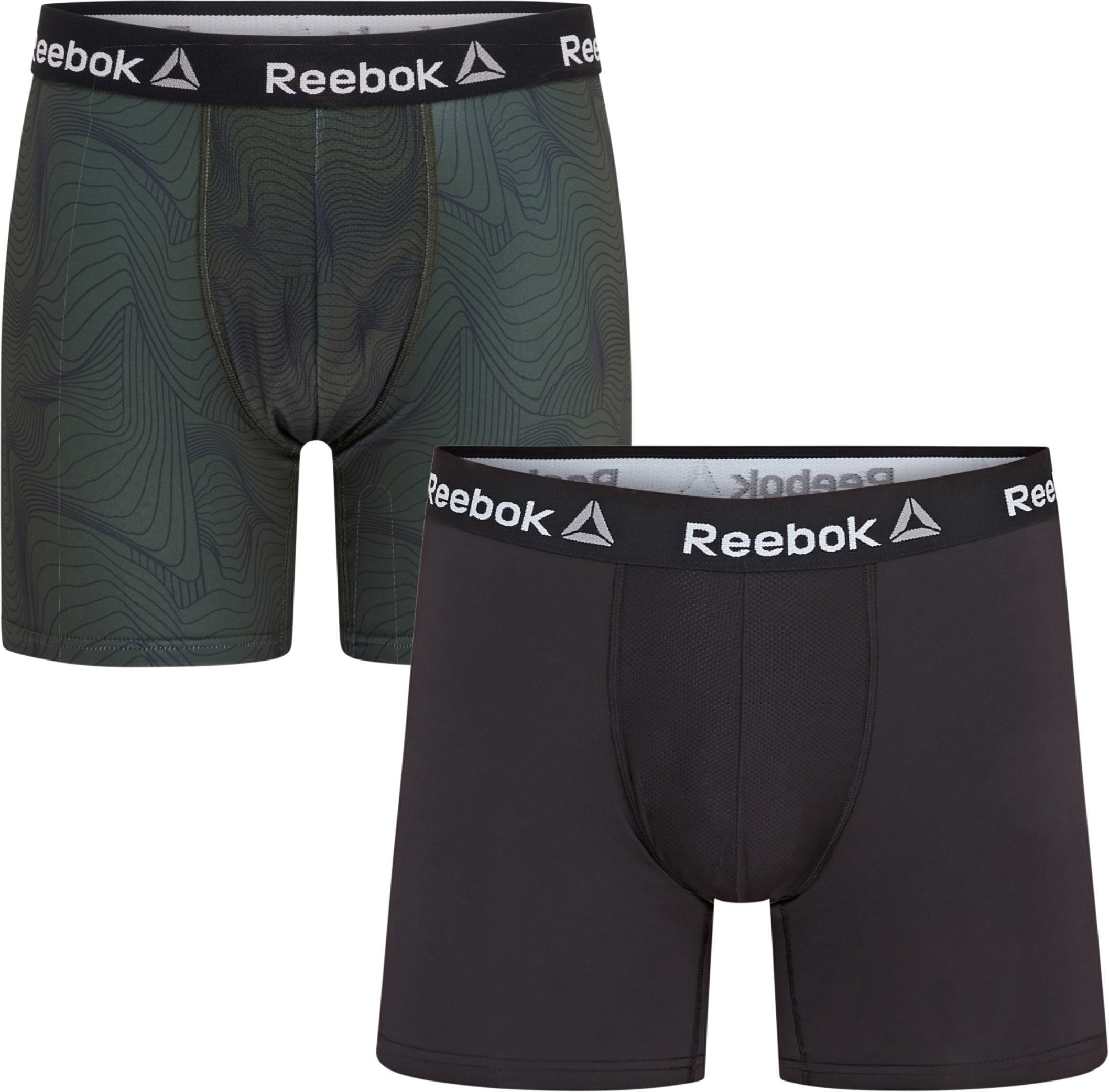 Reebok Herren Boxershorts, 2 Stück (schwarz/khaki, M (48/50))