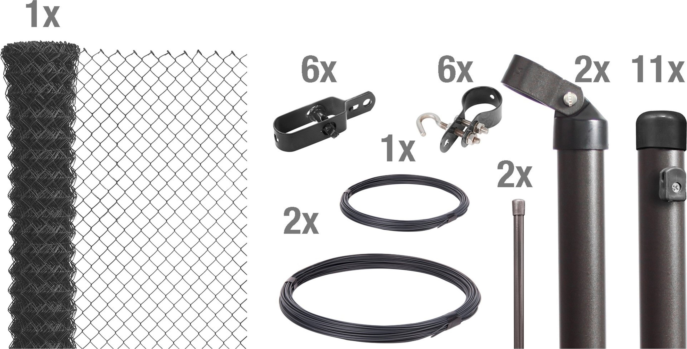 Thumbnail - ALBERTS Set Maschendrahtzaun zum Einbetonieren, anthrazit (1500 mm)