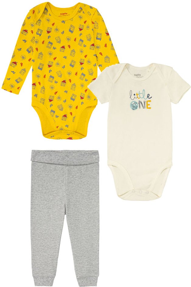 Thumbnail - lupilu® Baby Set, 3-teilig (gelb/weiß/grau, 62/68)