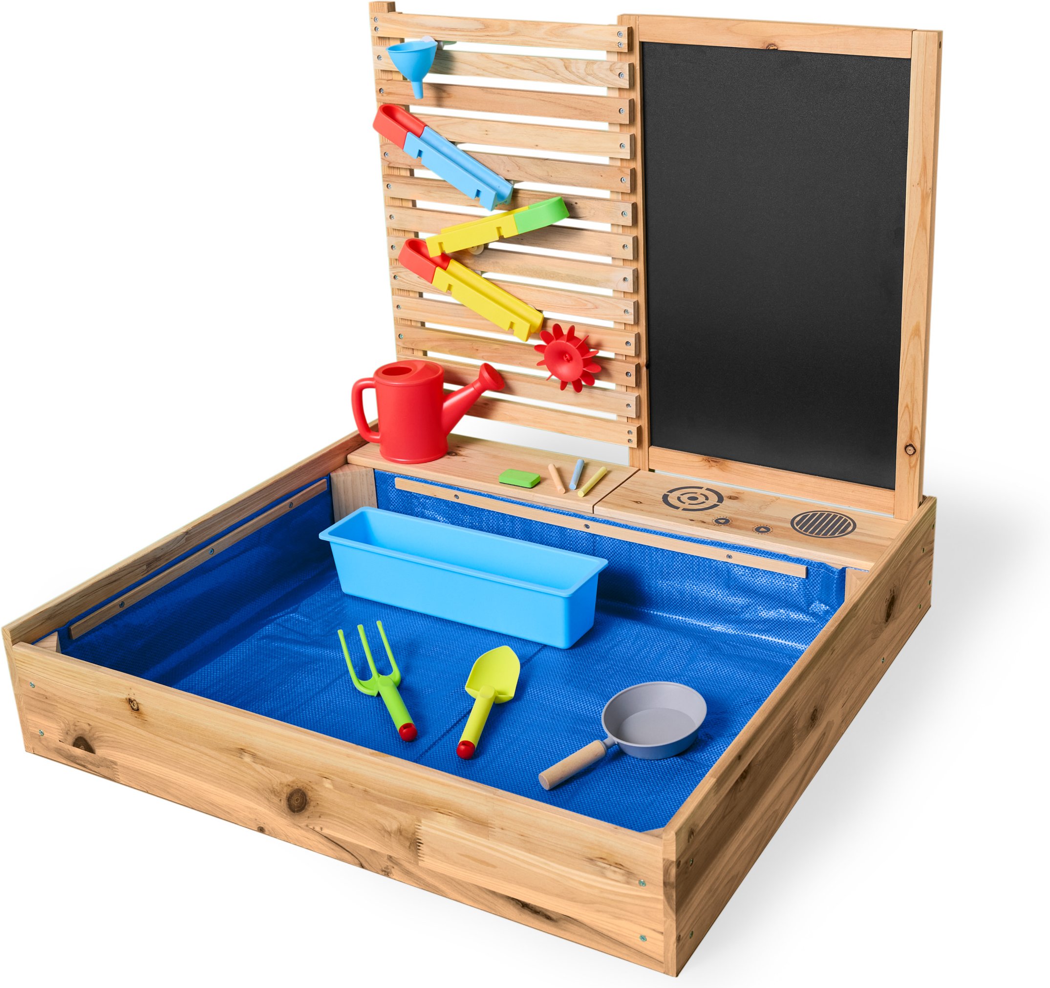 lupilu® Sandkasten mit Wasserspielwand, 28-teilig