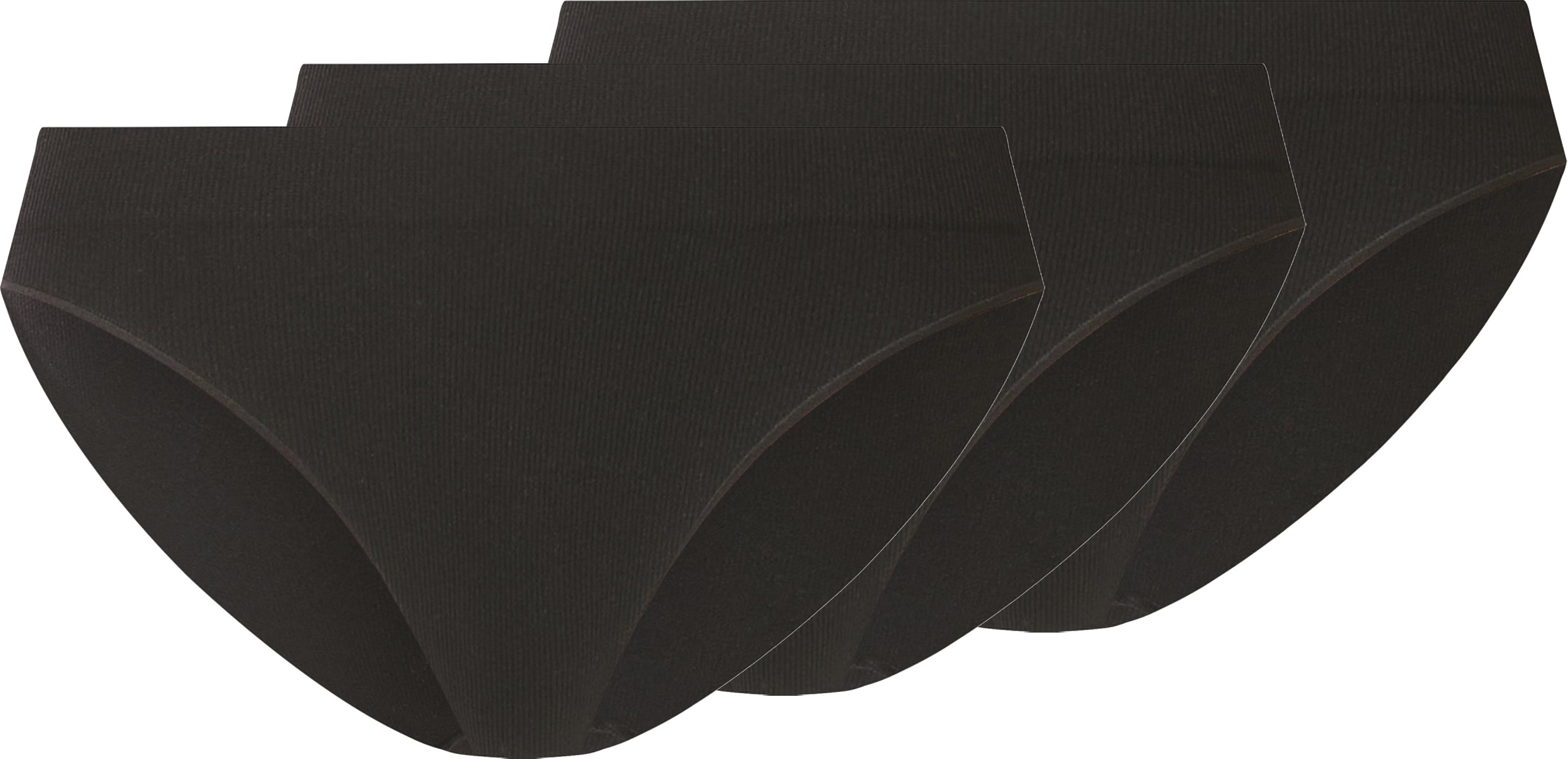 esmara® Damen Slip Rippe Seamless , 3 Stück (Schwarz, XS(32/34))