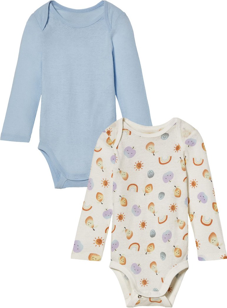 Thumbnail - lupilu® Baby Bodies, 2 Stück (Blau/Weiß, 62/68)