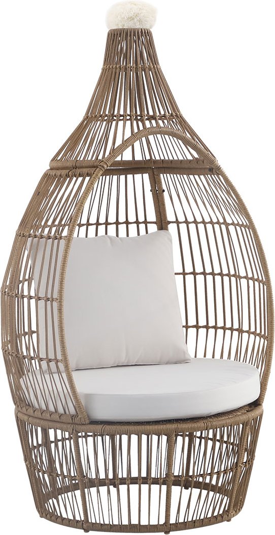 Thumbnail - Better Garden Ei-Sessel mit Rattan, inkl. Kissen, braun/weiß