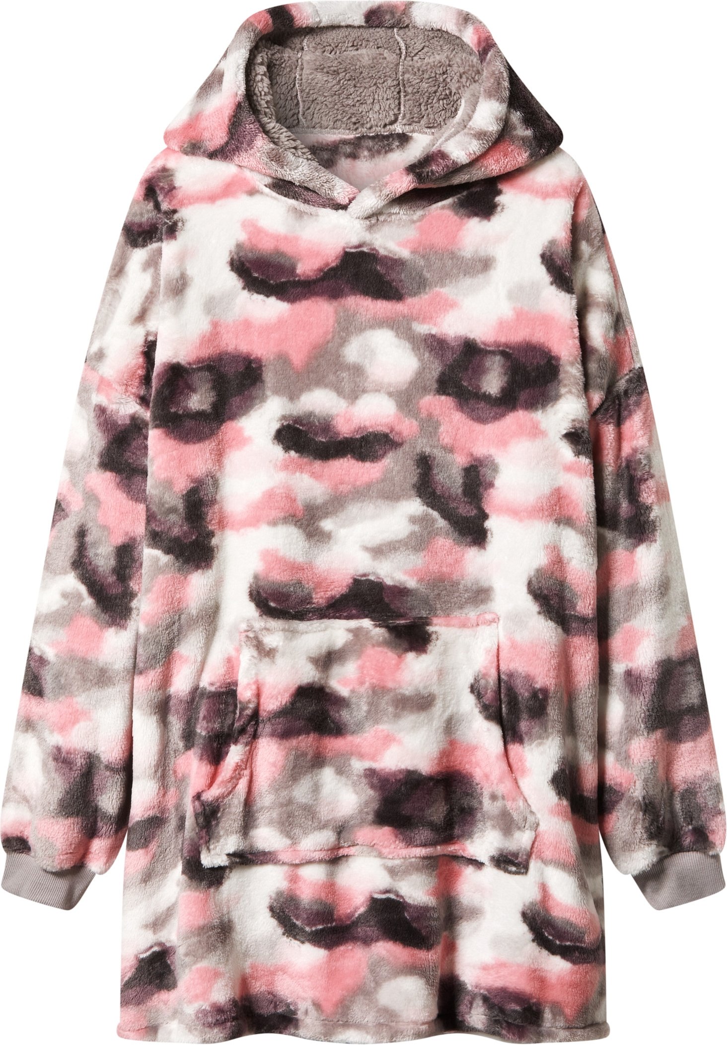 Damen Herren Pullover Oversize Plüsch (weiß/pink/grau, L/XL)