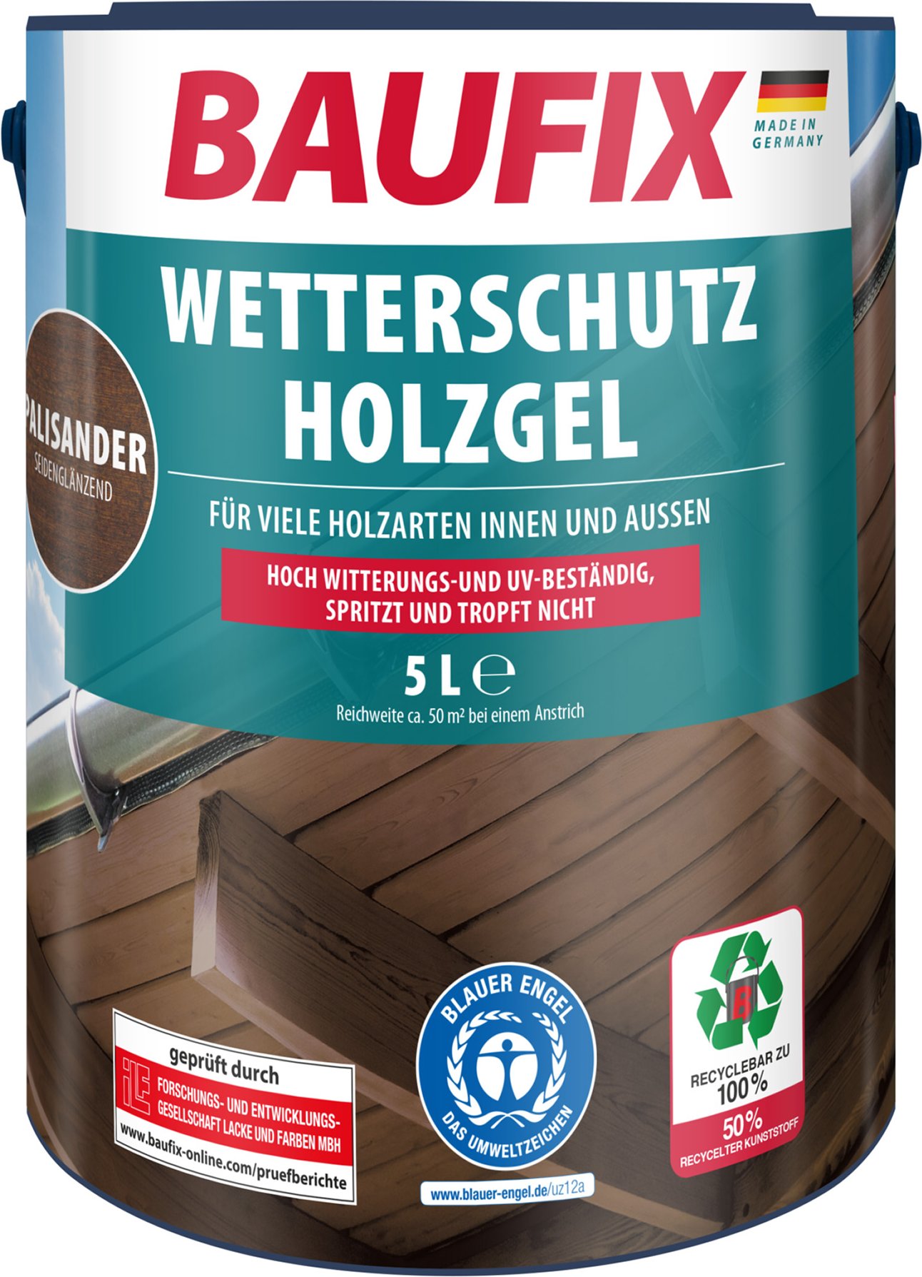 Thumbnail - BAUFIX Wetterschutz-Holzgel, 5 Liter (palisander)