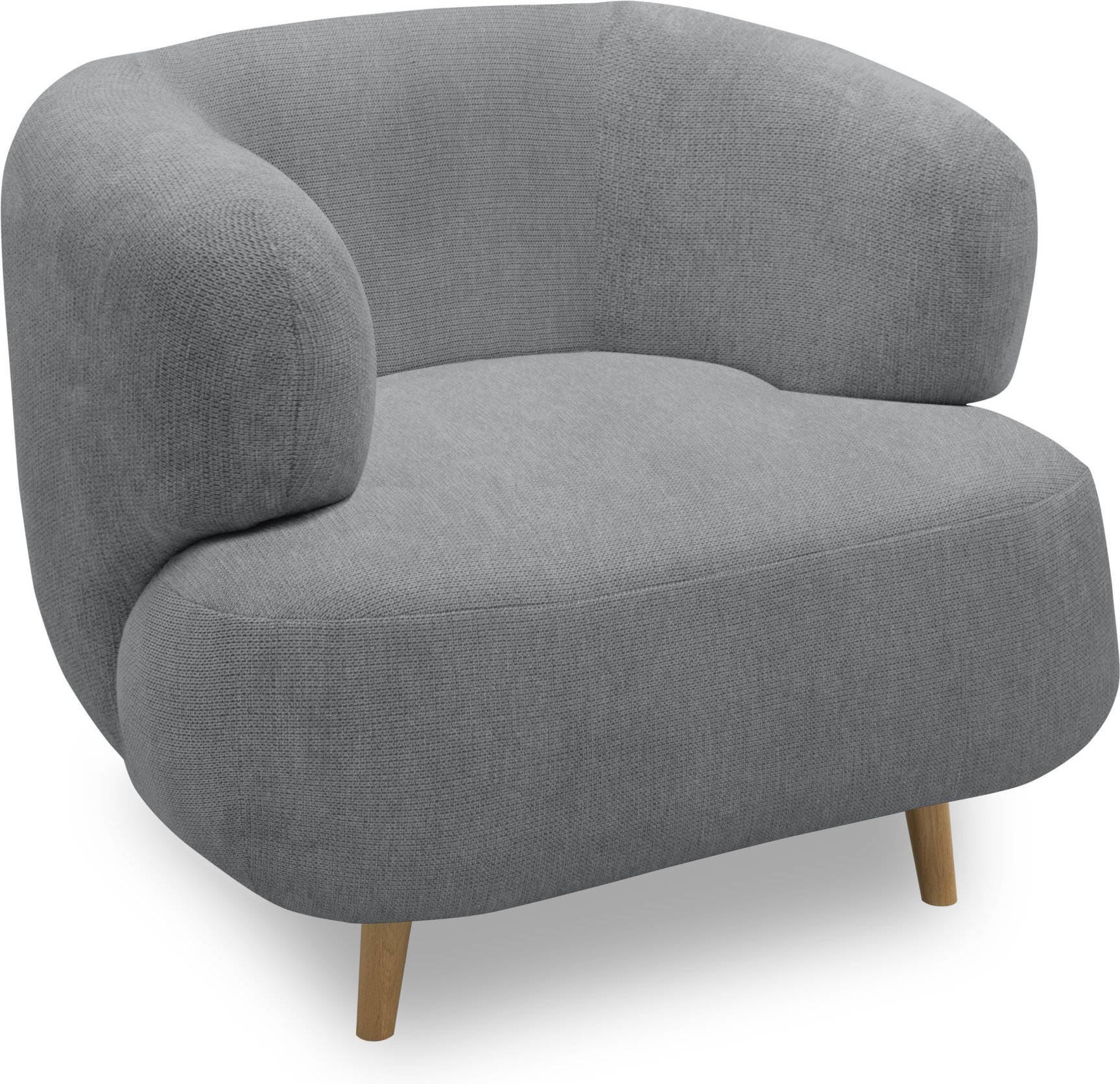 Domo 2-Sitzer Sofa / Sessel »Brest«, im modernen Design (Sessel + Holzfüße, 90x86cm, Grau)