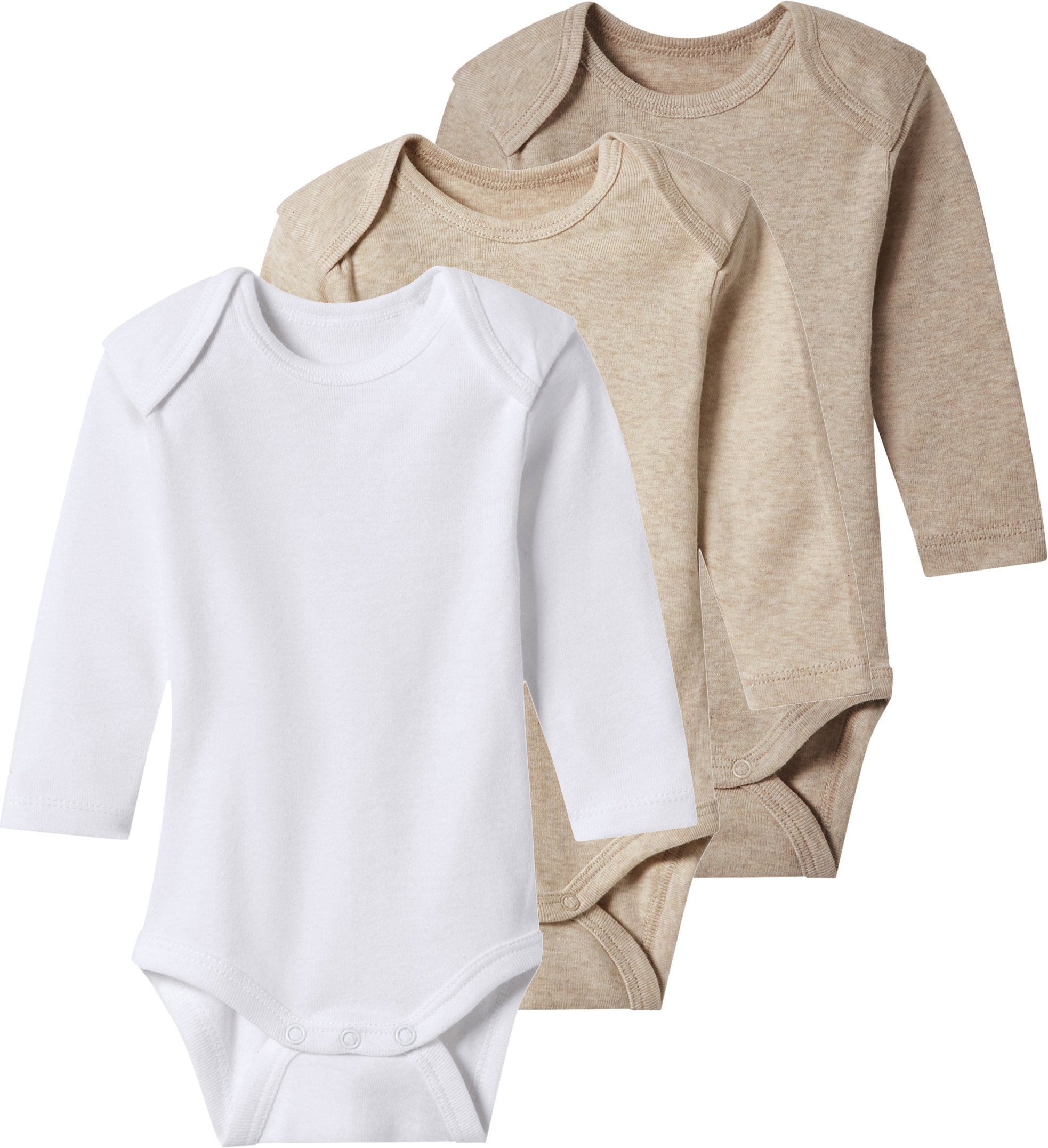 lupilu® Baby Bodys, 3 Stück (weiß/beige, 74/80)
